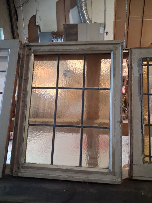 Antique Leaded Glass Window Panel with Textured Glass