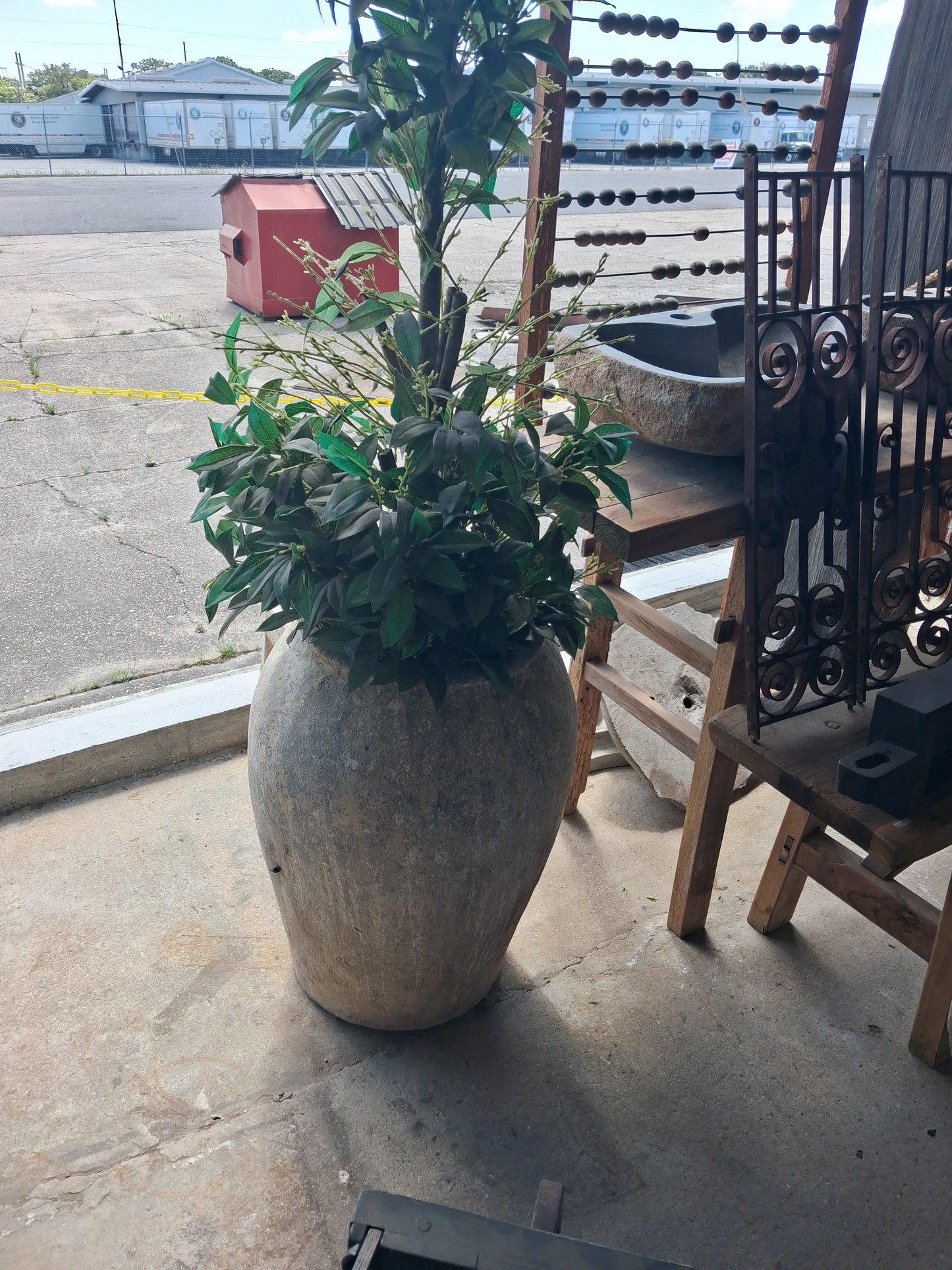 Indian water jug with a tree