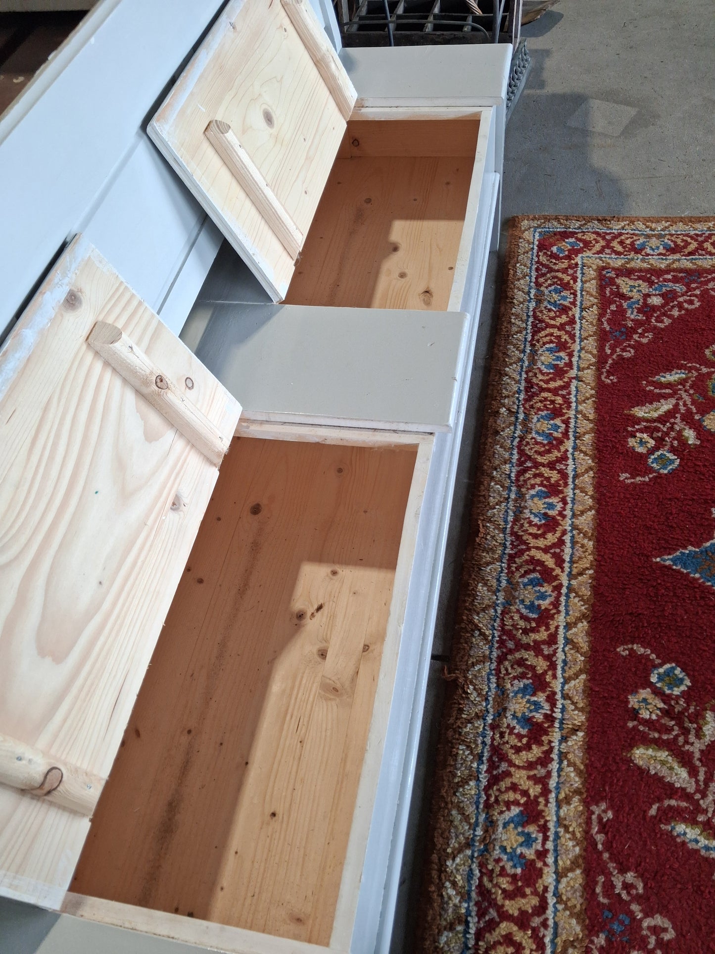 Painted white German bench