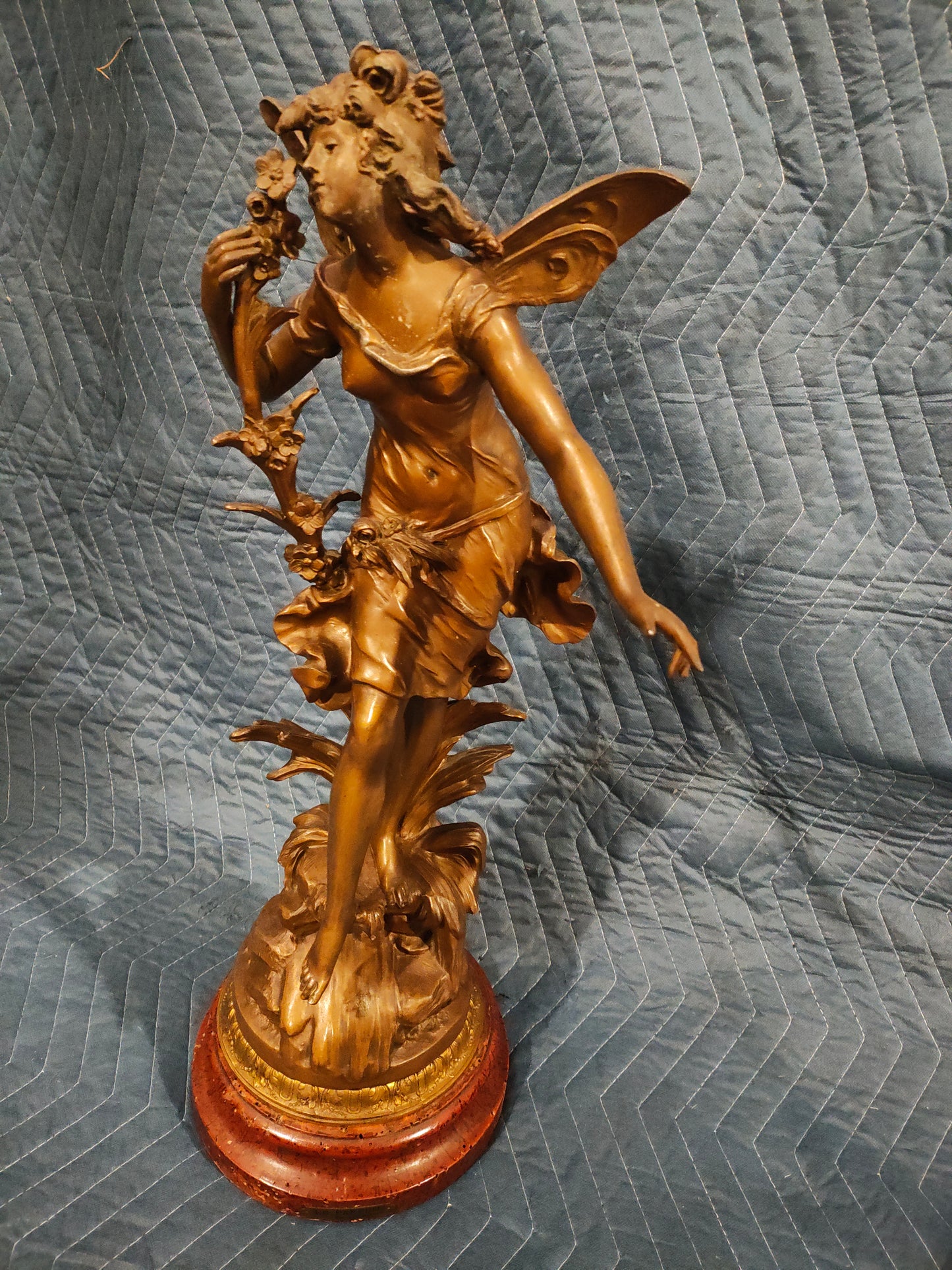 French Belle Époque Patinated Spelter Allegorical Sculpture
