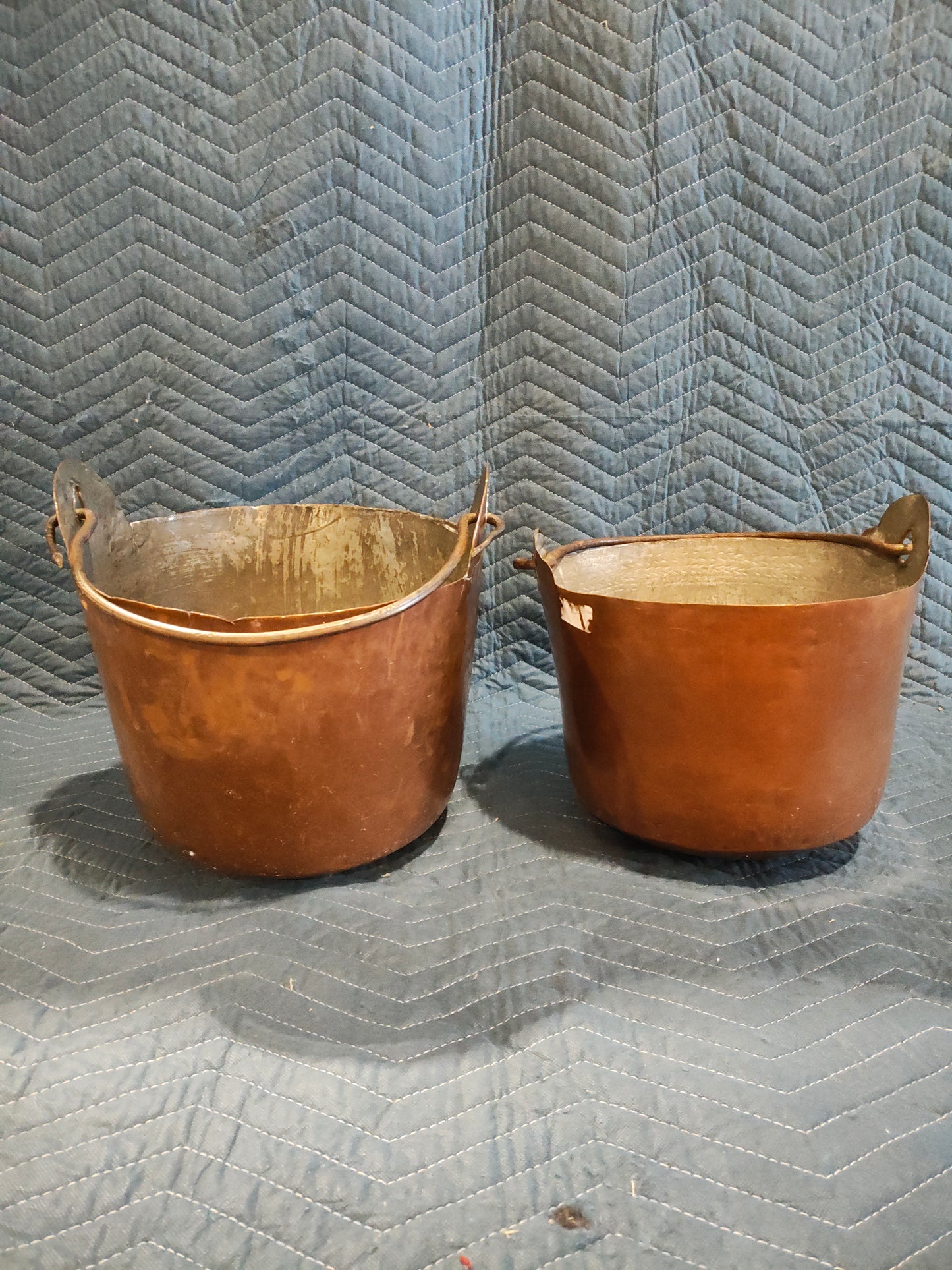 Pair of Early 19th Century French Hand-Hammered Copper Jam Pots