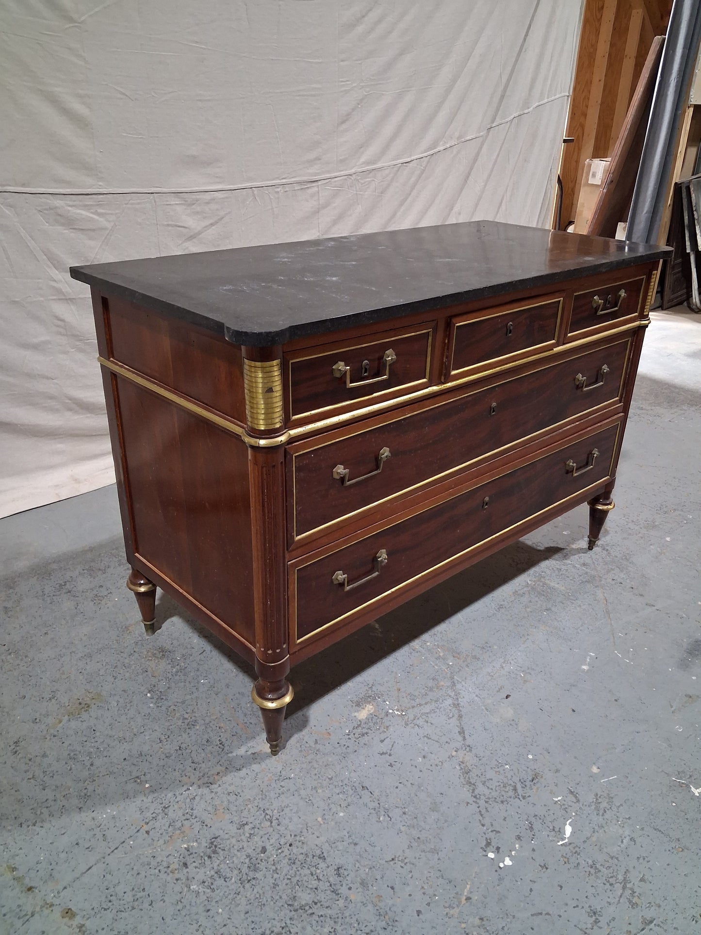 French Empire Mahogany Marble-Top Commode, Circa 1820–1835