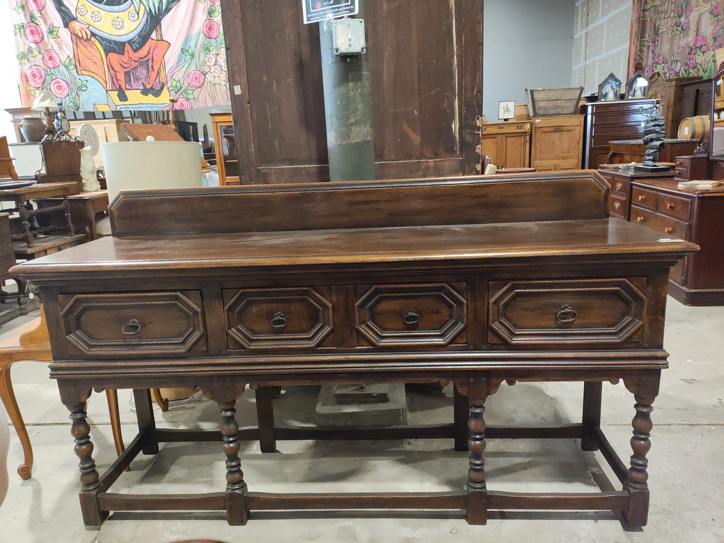 Early 20th Century Jacobean Revival Oak Server Console