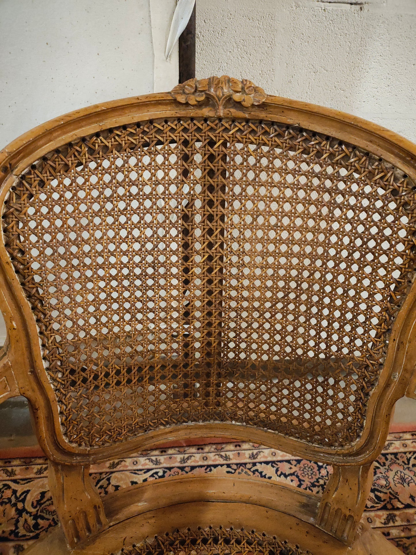 Pair of 19th Century French Louis XVI Style Caned Bergère Armchairs