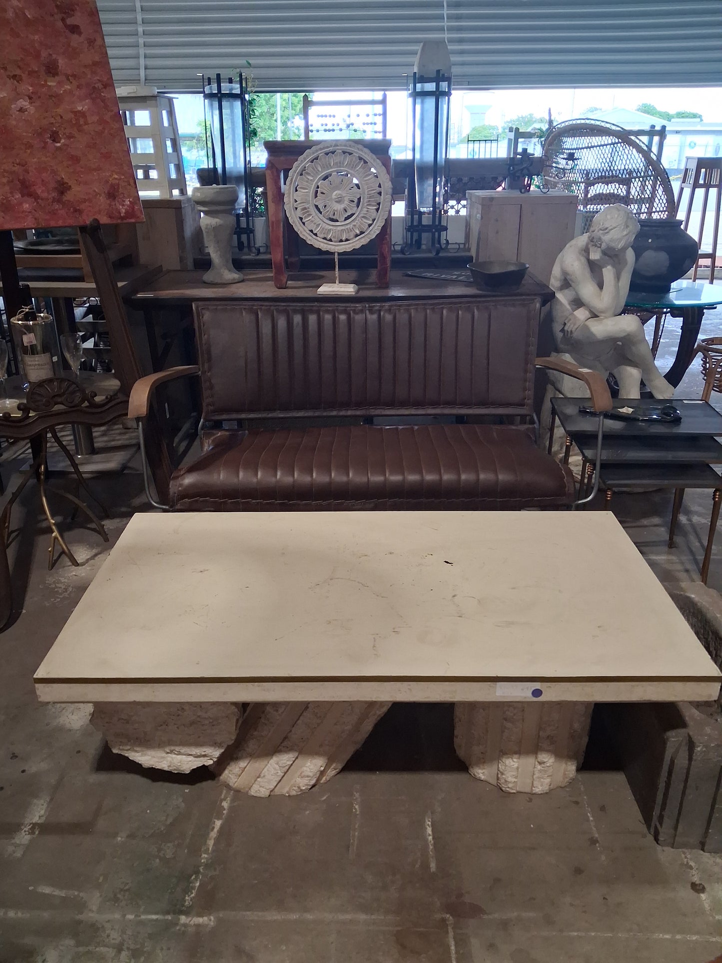 Stone pillar coffee table