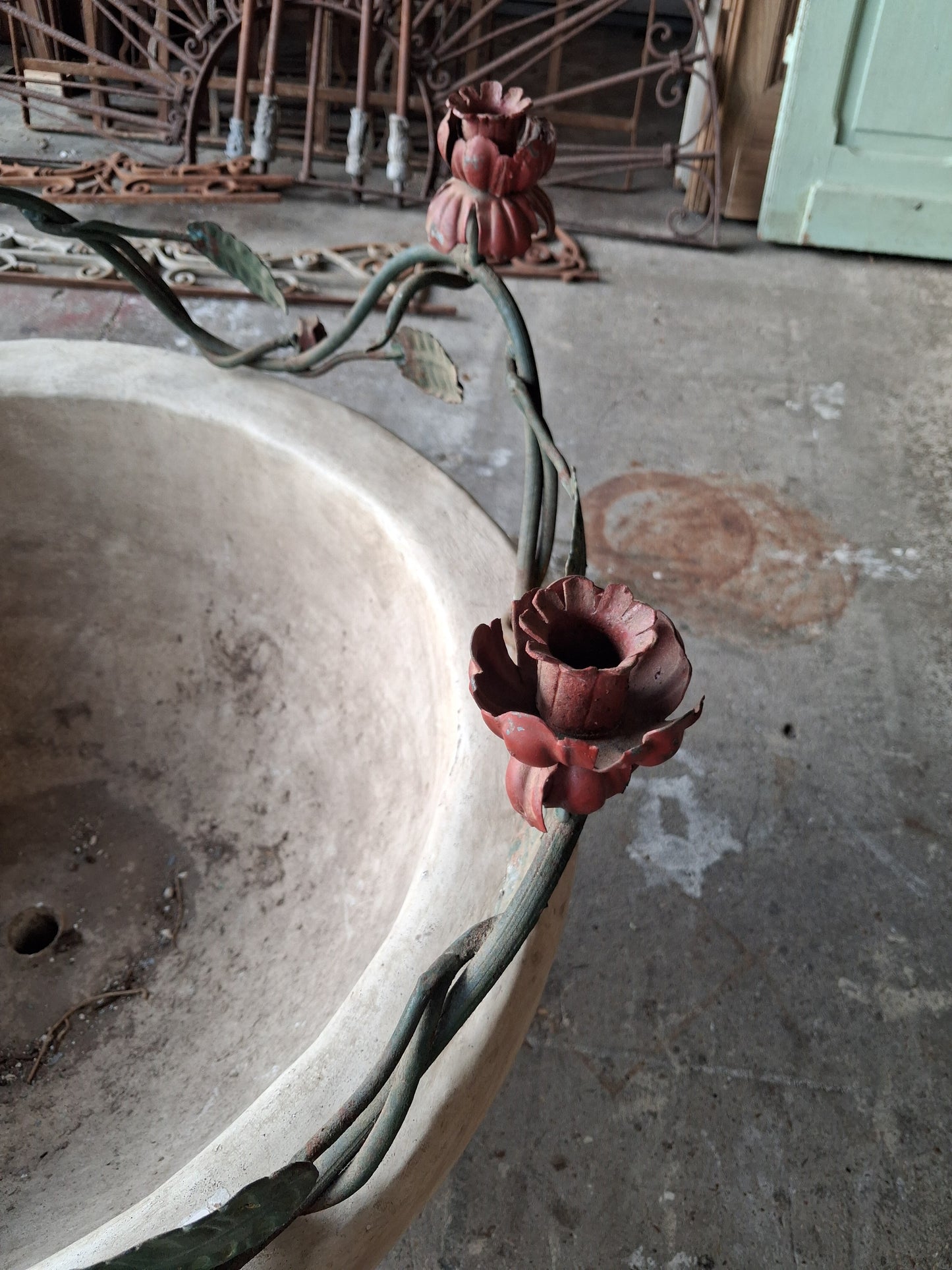 Wrought iron rose candle wreath
