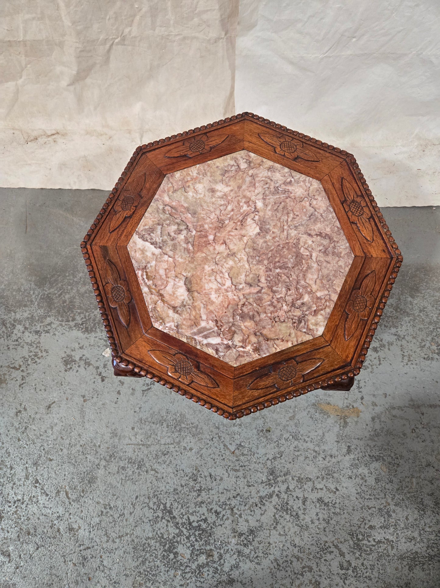 Late 1800s Qing Dynasty Marble Side Table