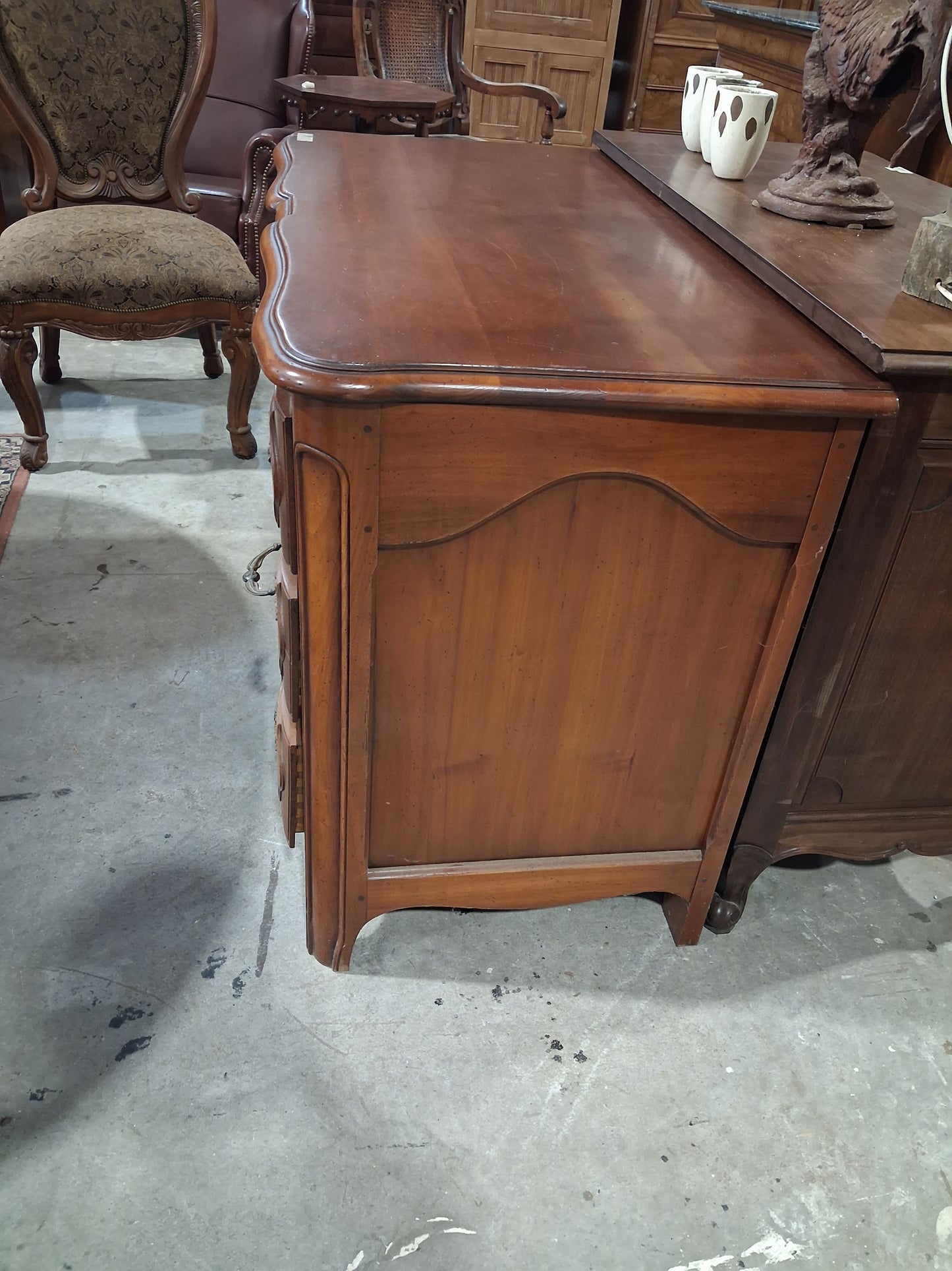 Vintage French Provincial Bombe Chest Dresser with Ornate Brass Hardware