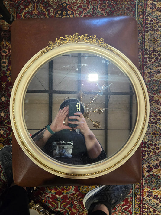 Early Century Louis XV White and Brass Mirror