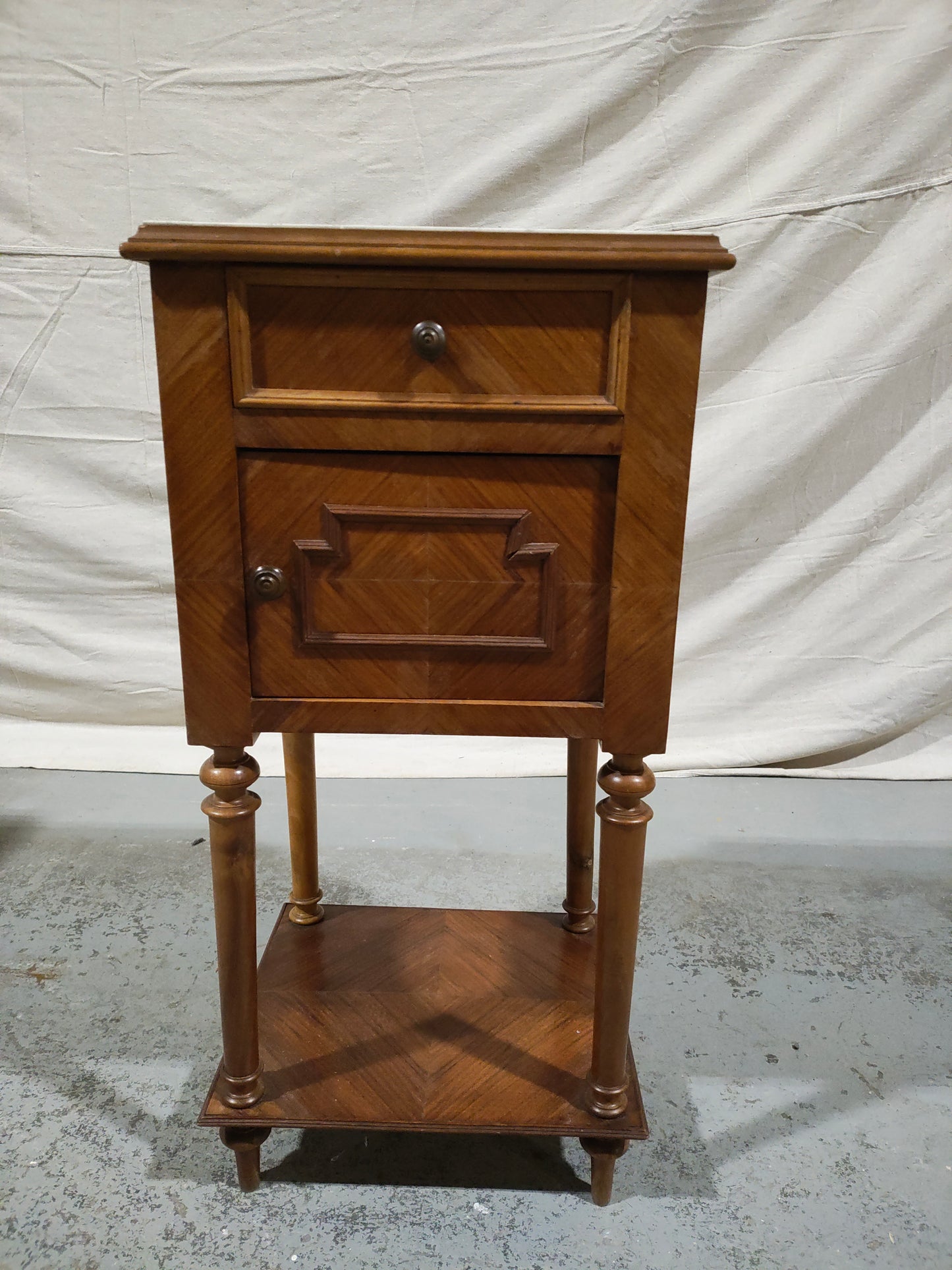 Pair of 19th Century French Louis XVI Style Marble Top Bedside Cabinets