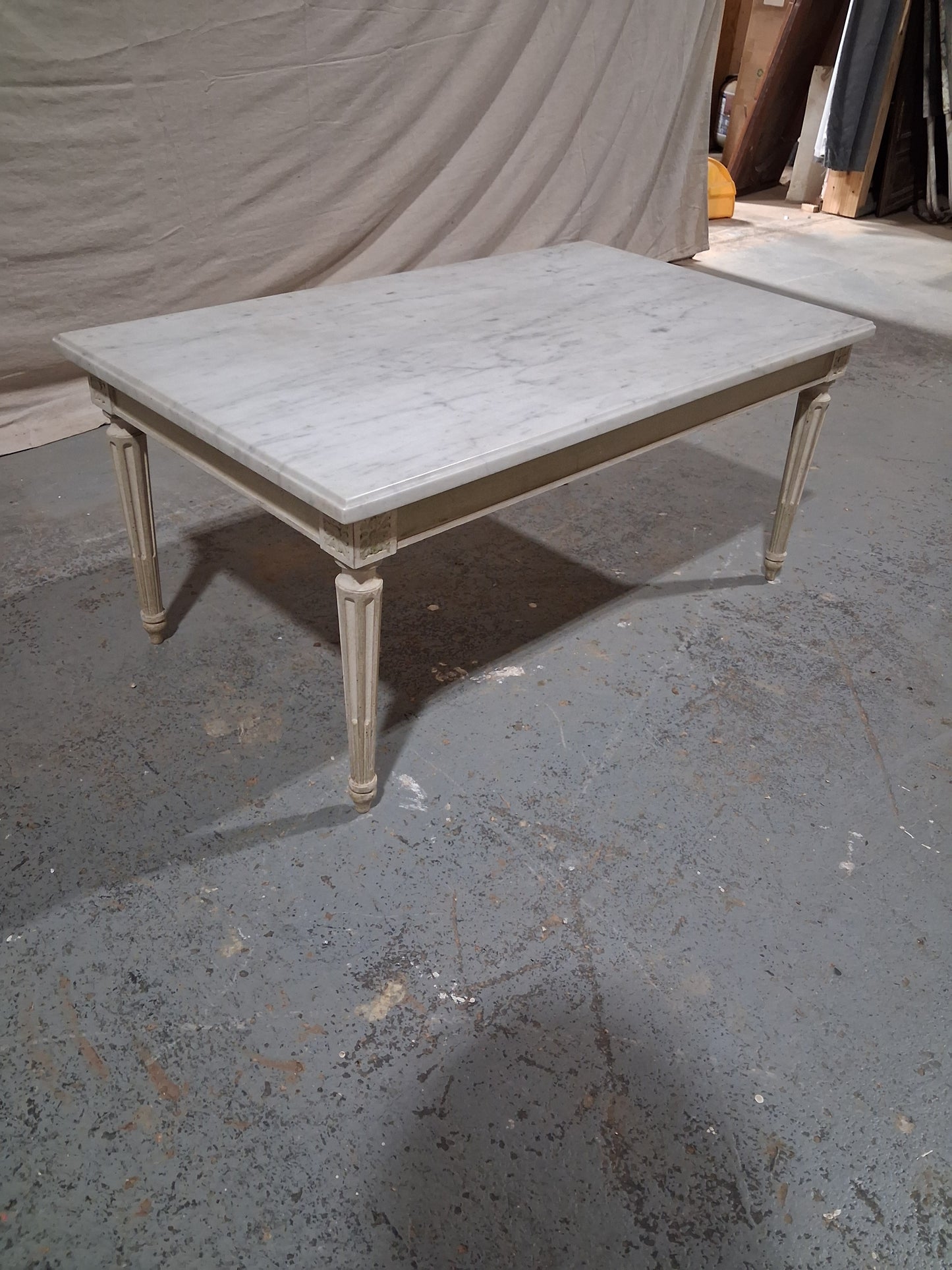 French Louis XVI Style Marble Top Coffee Table