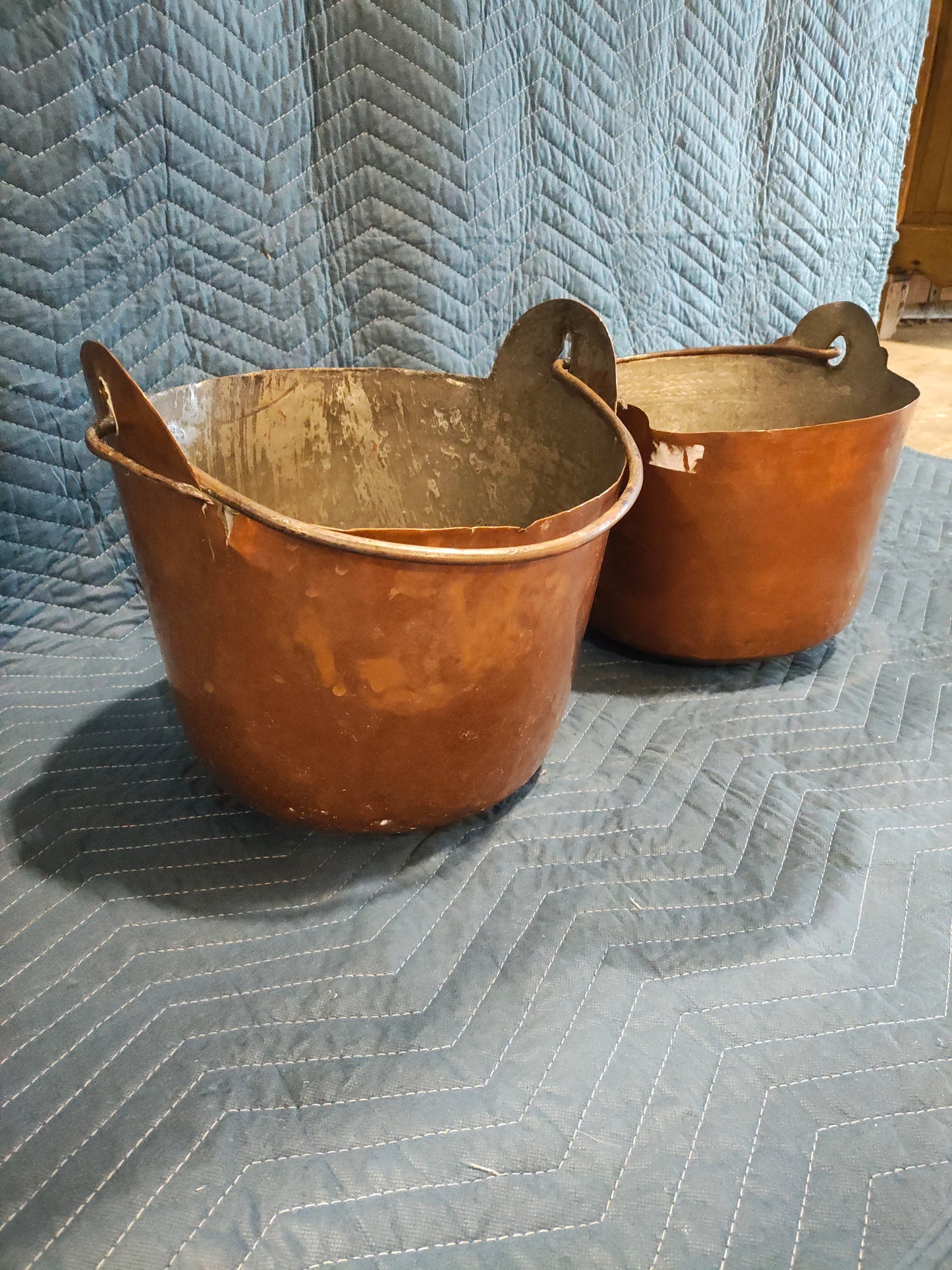 Pair of Early 19th Century French Hand-Hammered Copper Jam Pots