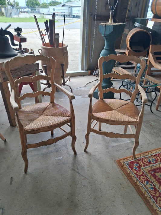 Pair of ladder back armchairs