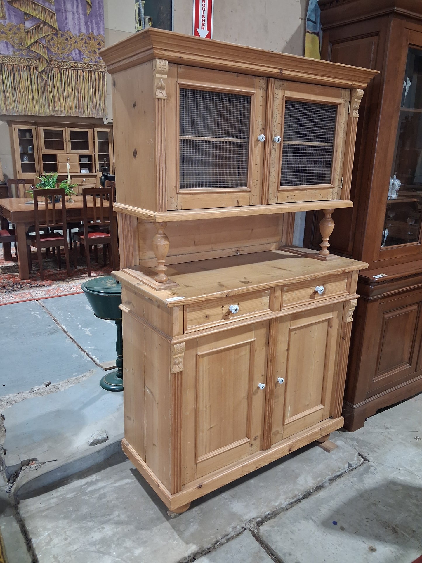 Late 1800s Rustic Pine kitchen hutch