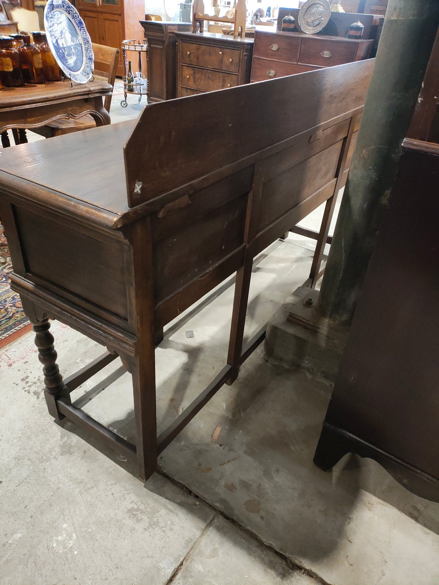 Early 20th Century Jacobean Revival Oak Server Console