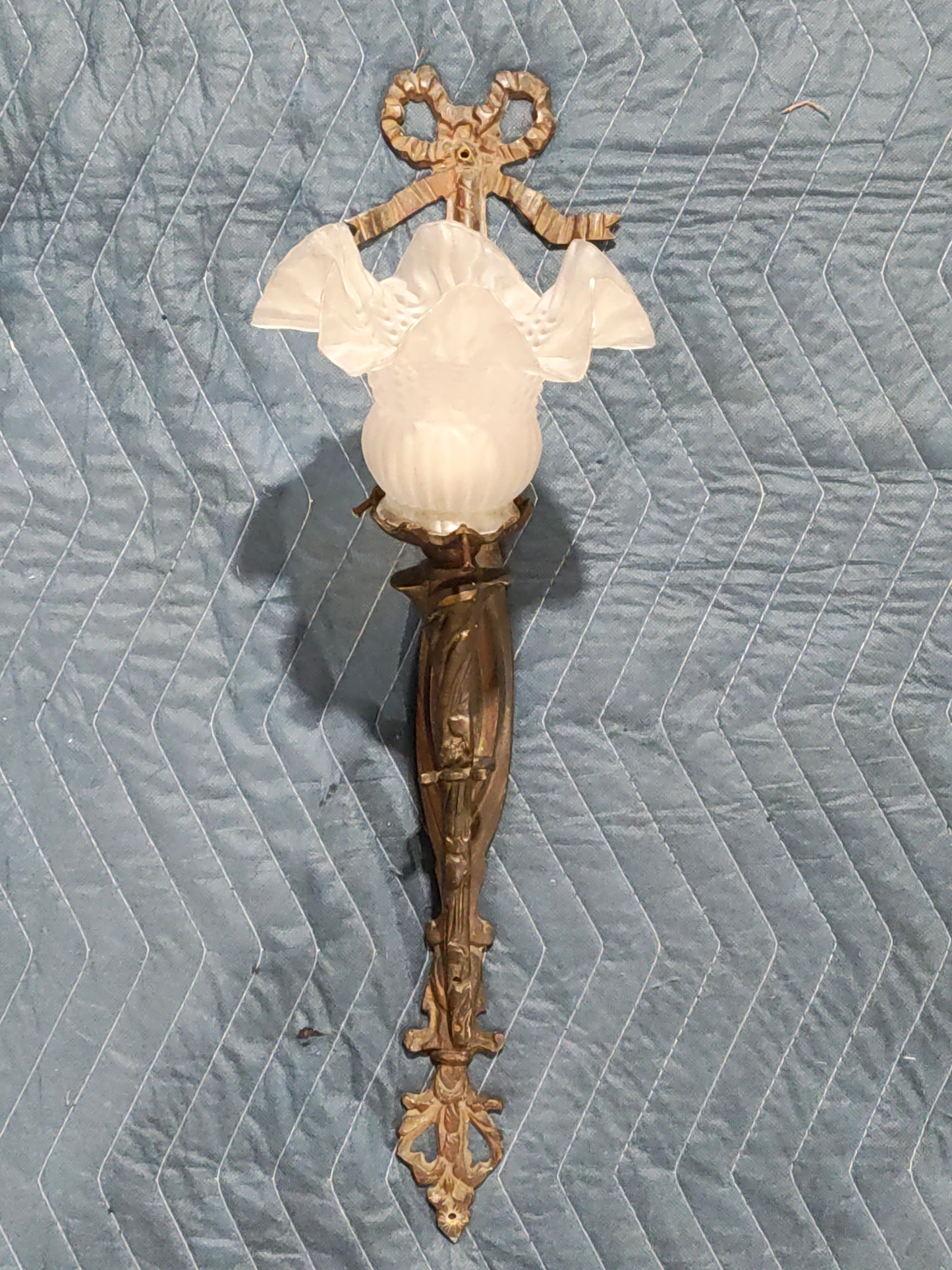 Pair of French Louis XVI Revival Wrought Iron Wall Sconces, c. 1890