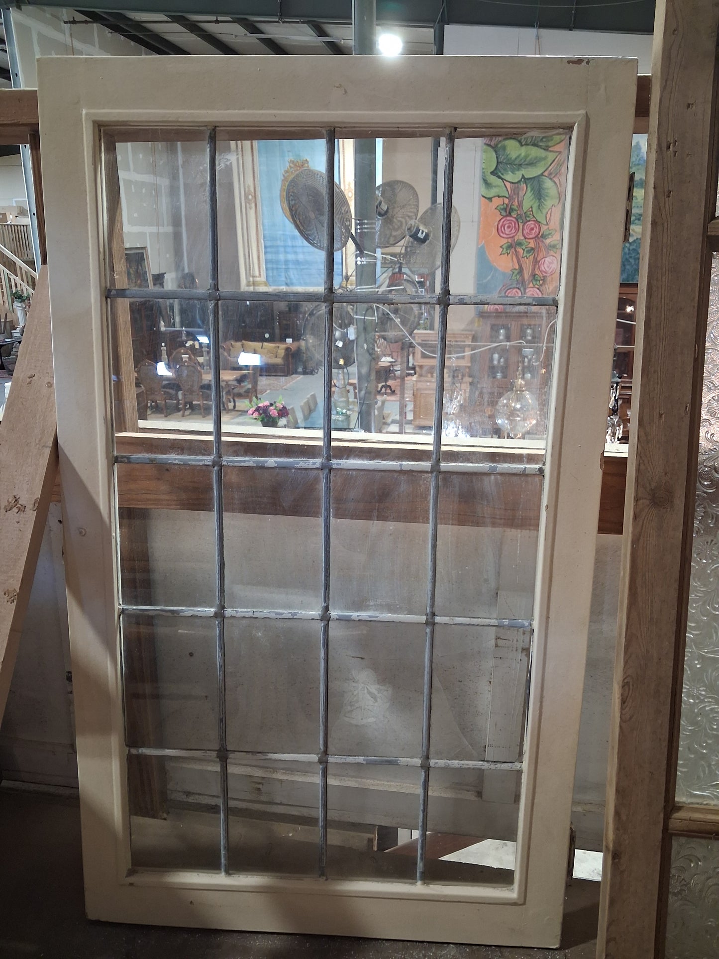 Vintage Multi-Pane Wood Window Sash
