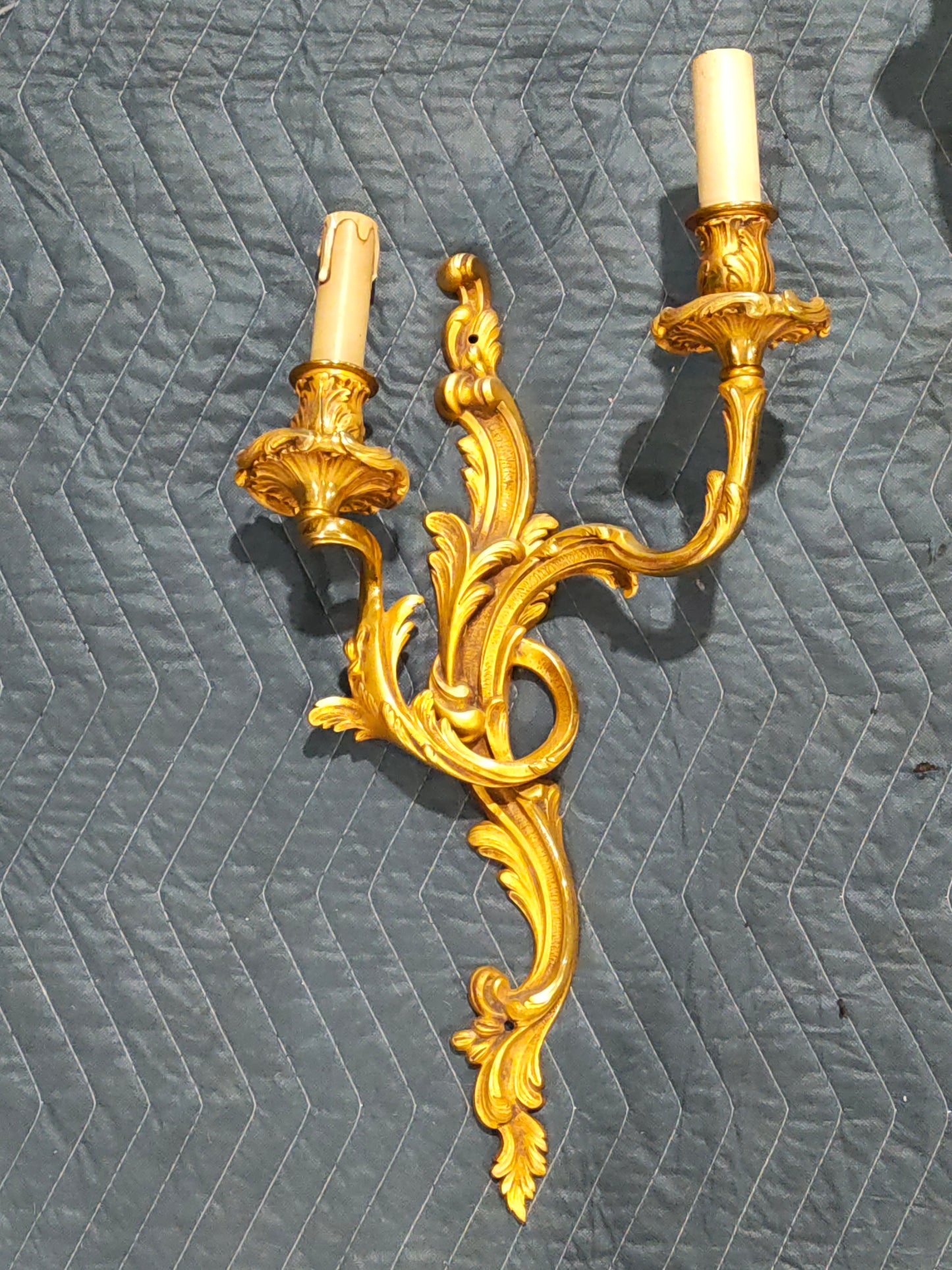 Pair of Late 19th Century French Brass Two-Arm Wall Sconces, Circa 1890