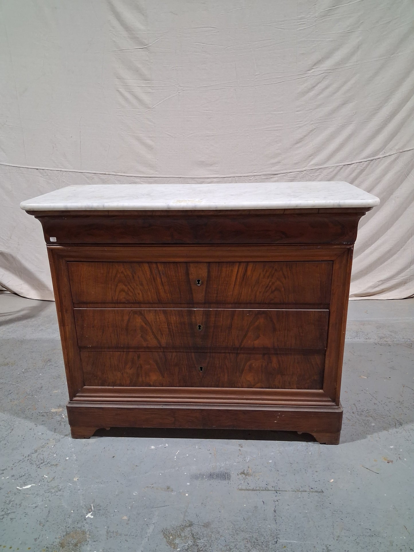 19th Century French Louis Philippe Walnut Commode with Marble Top