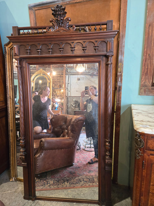 Early 1900s Gothic revival pier mirror