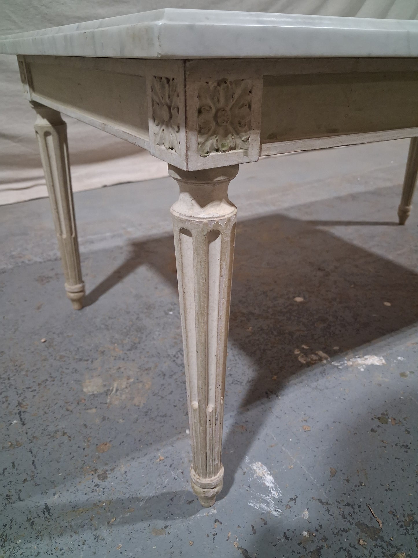 French Louis XVI Style Marble Top Coffee Table