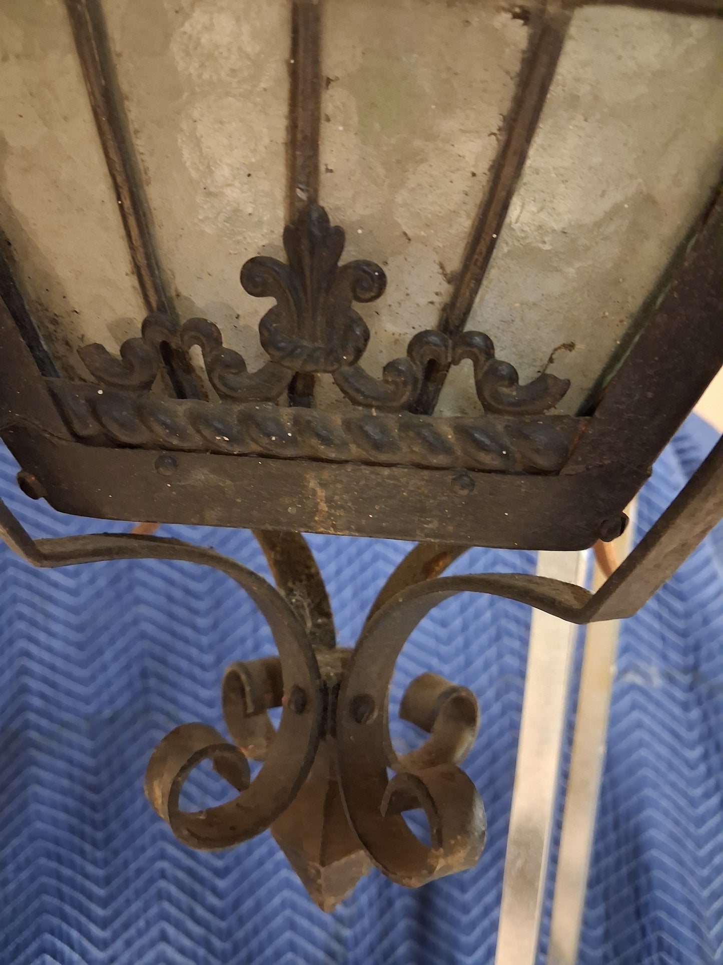 Antique French Gothic Revival Wrought Iron Lantern, Circa 1900