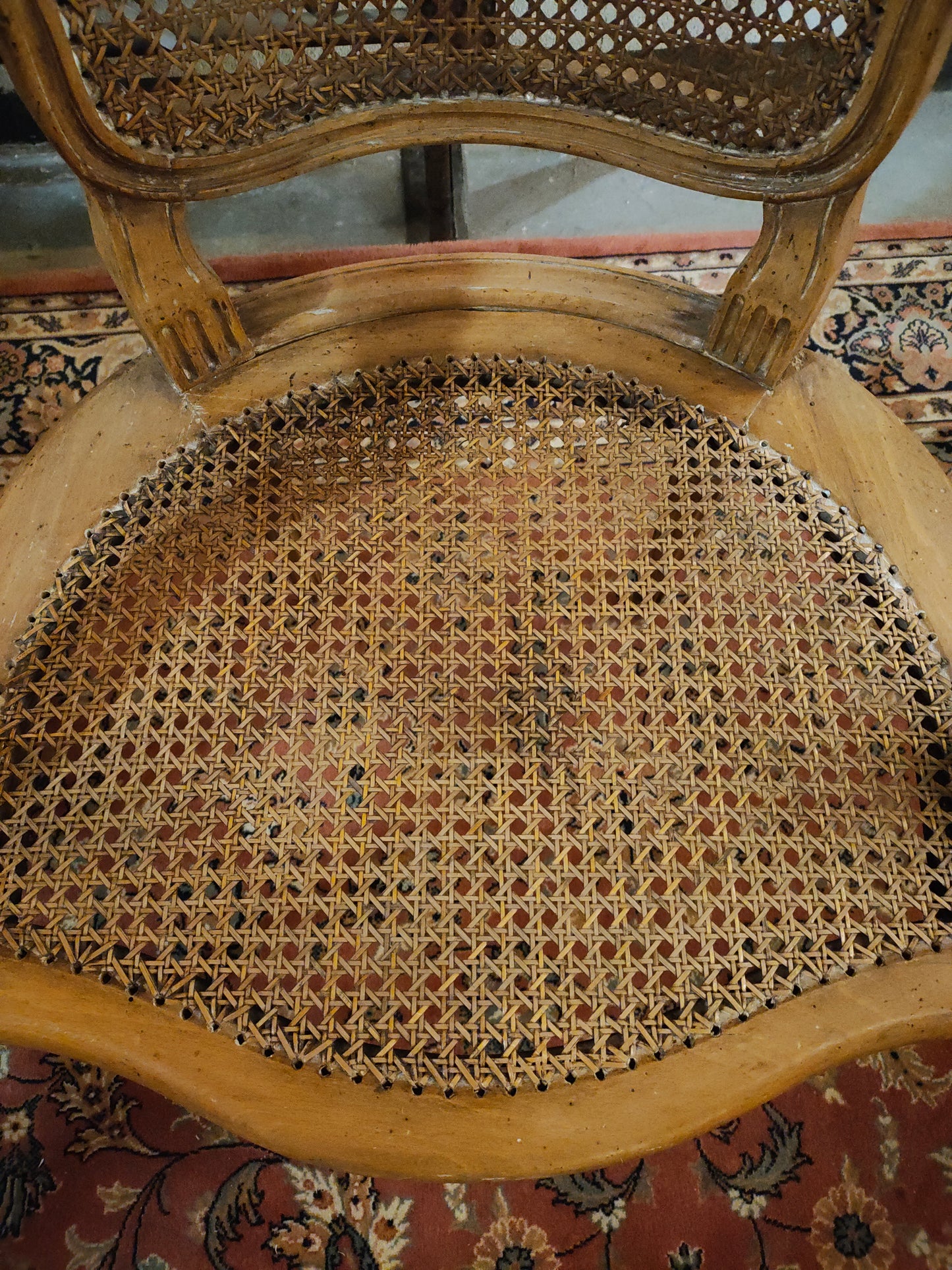 Pair of 19th Century French Louis XVI Style Caned Bergère Armchairs