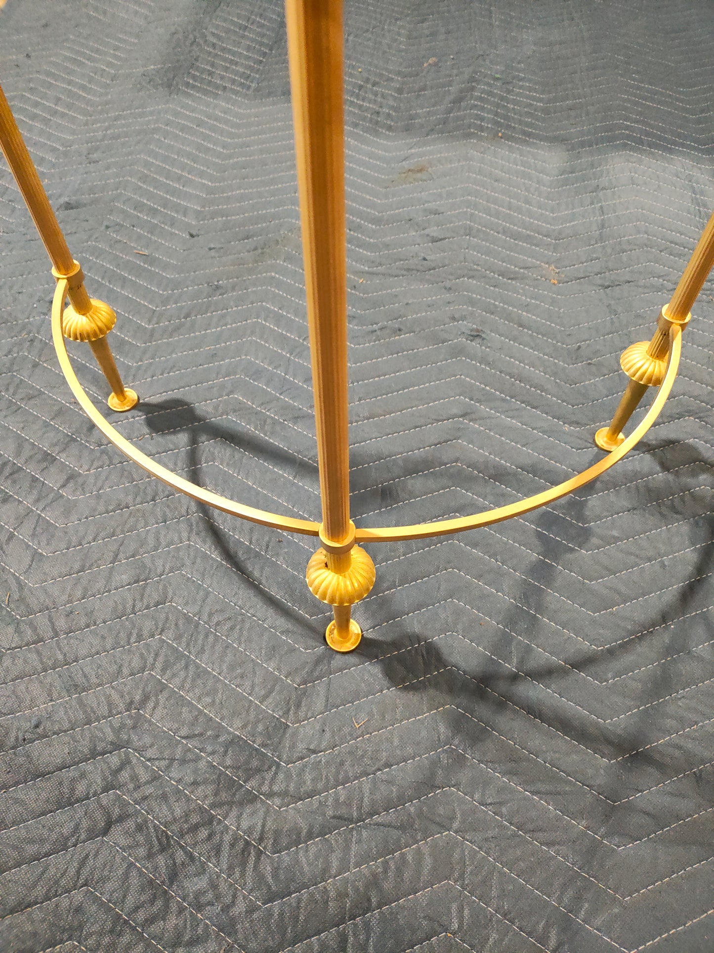 Pair of French Gilt Brass Demi-Lune Console Tables with Glass Tops