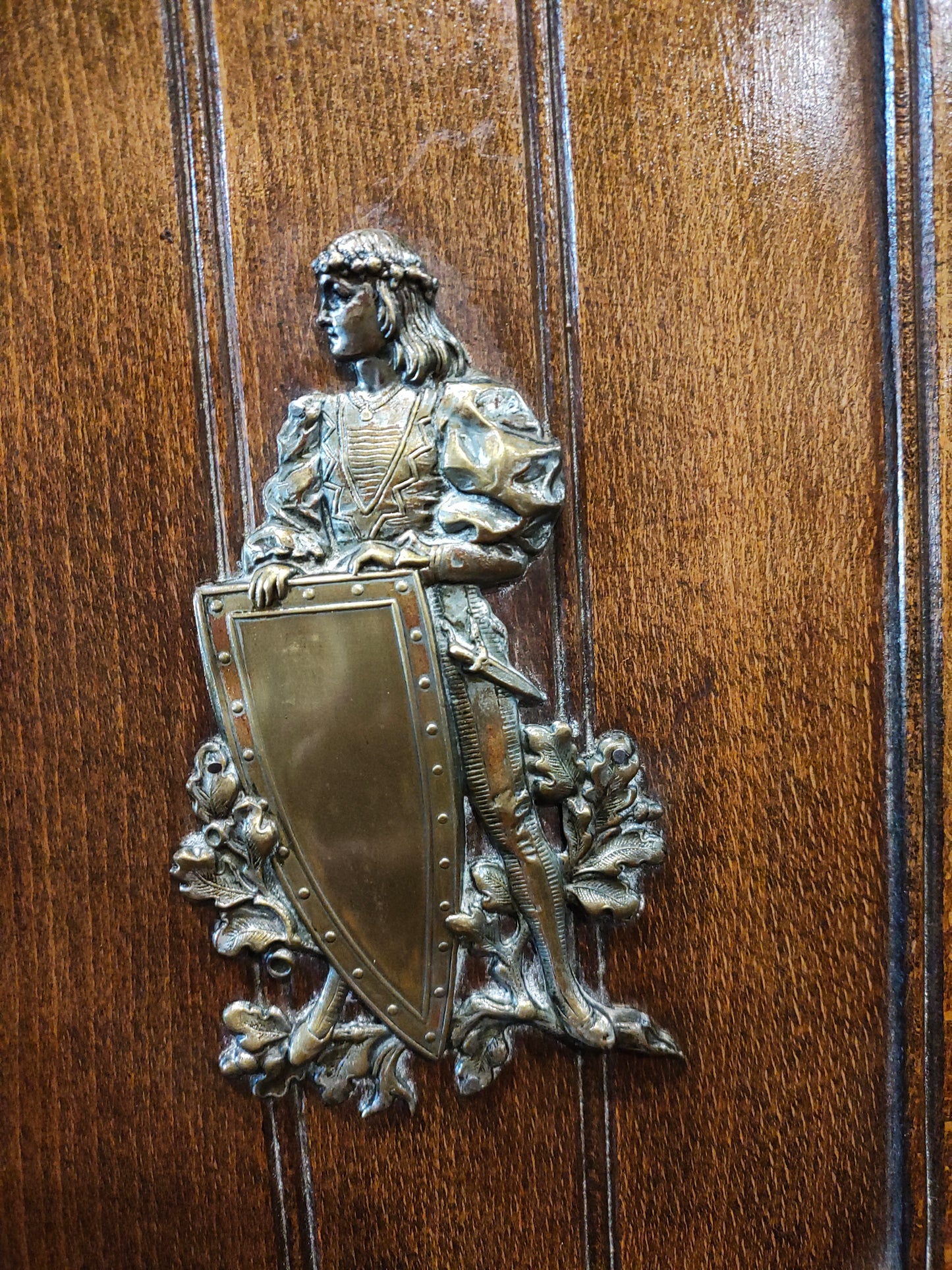 19th Century French Renaissance Revival Heraldic Knight Wall Cabinet / Comtoise Clock Case