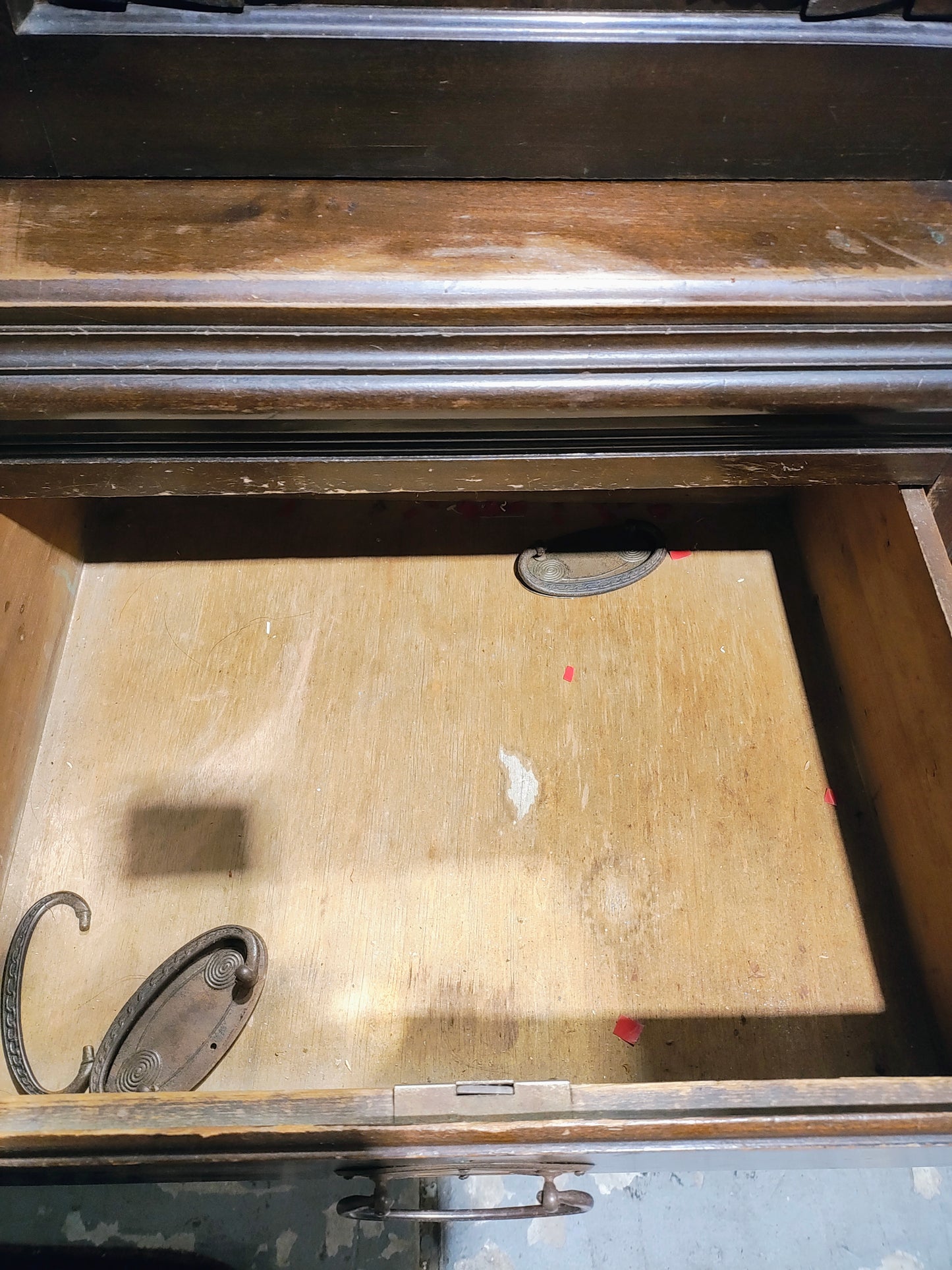 Late 1800s Victorian etched glass hutch