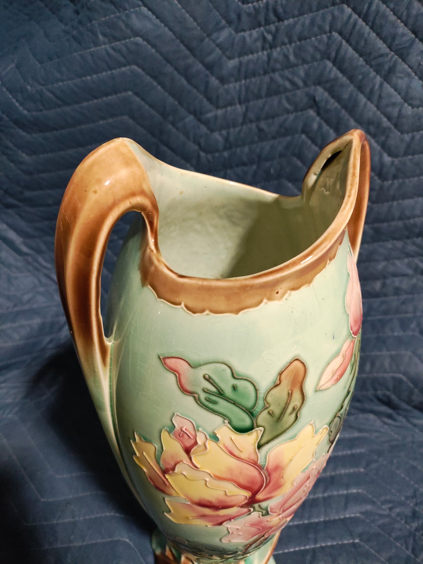 Pair of Art Nouveau Majolica Floral Vases, Austria Circa 1900