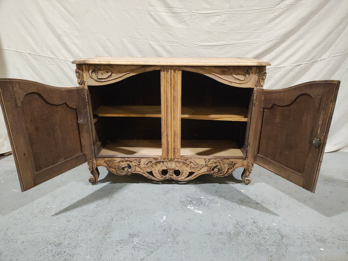 Late 19th Century French Louis XV Provincial Buffet with Pierced Rococo Apron