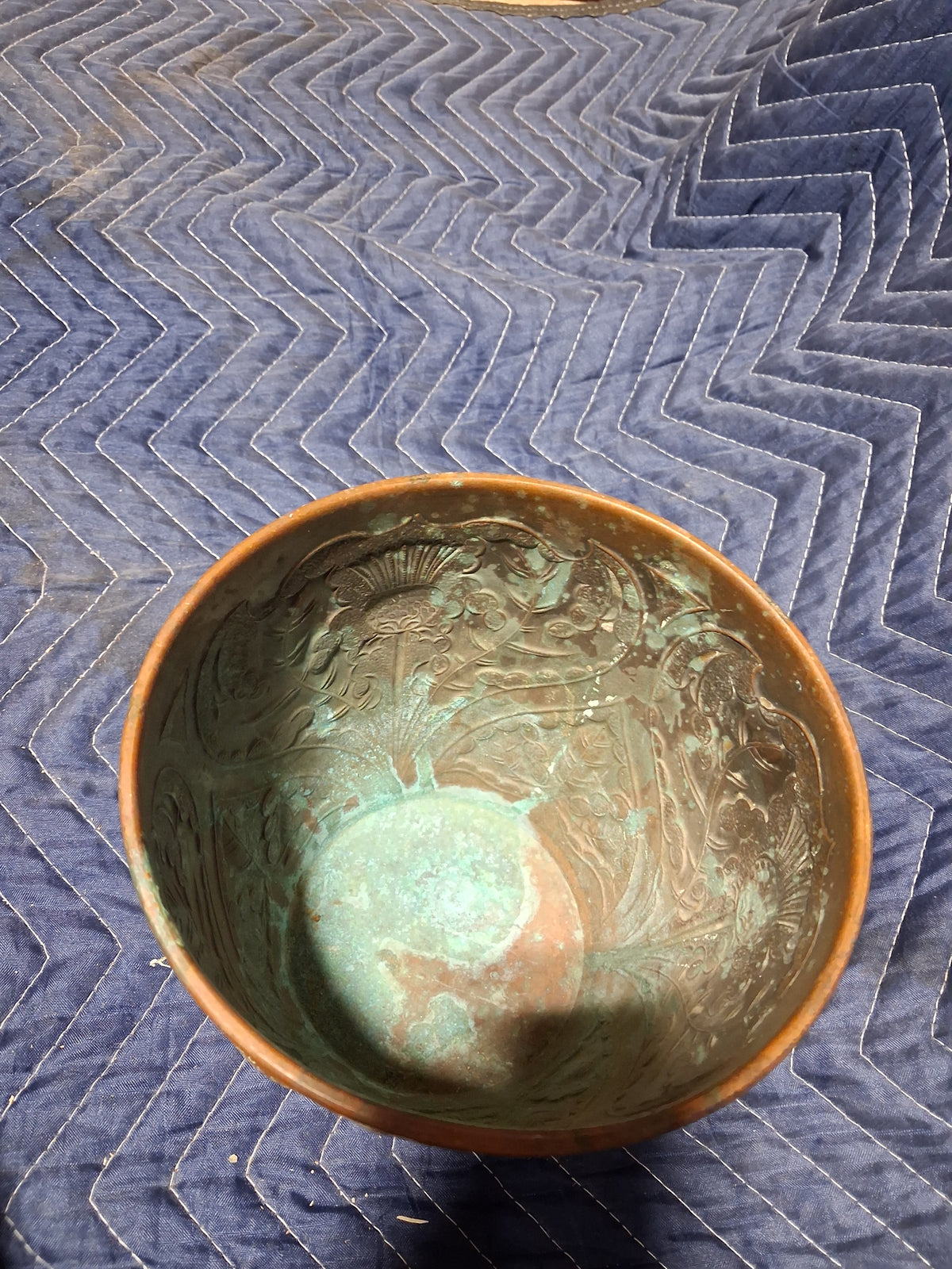 Pair of Art Nouveau Copper Cachepots with Repoussé Botanical Decoration