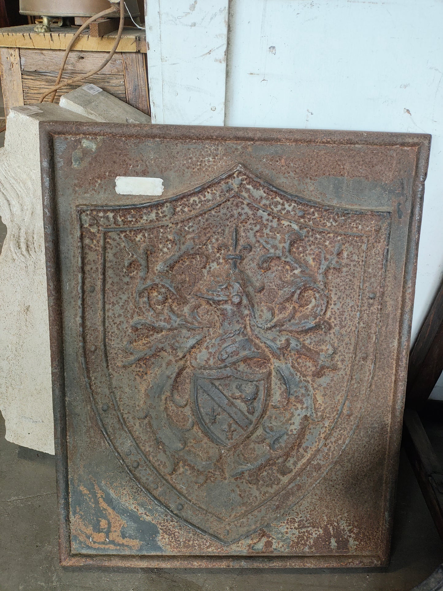Heraldic Cast Iron Fireplace Fireback with Coat of Arms