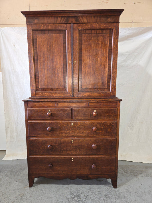 Mid 1800s Oak Linen press