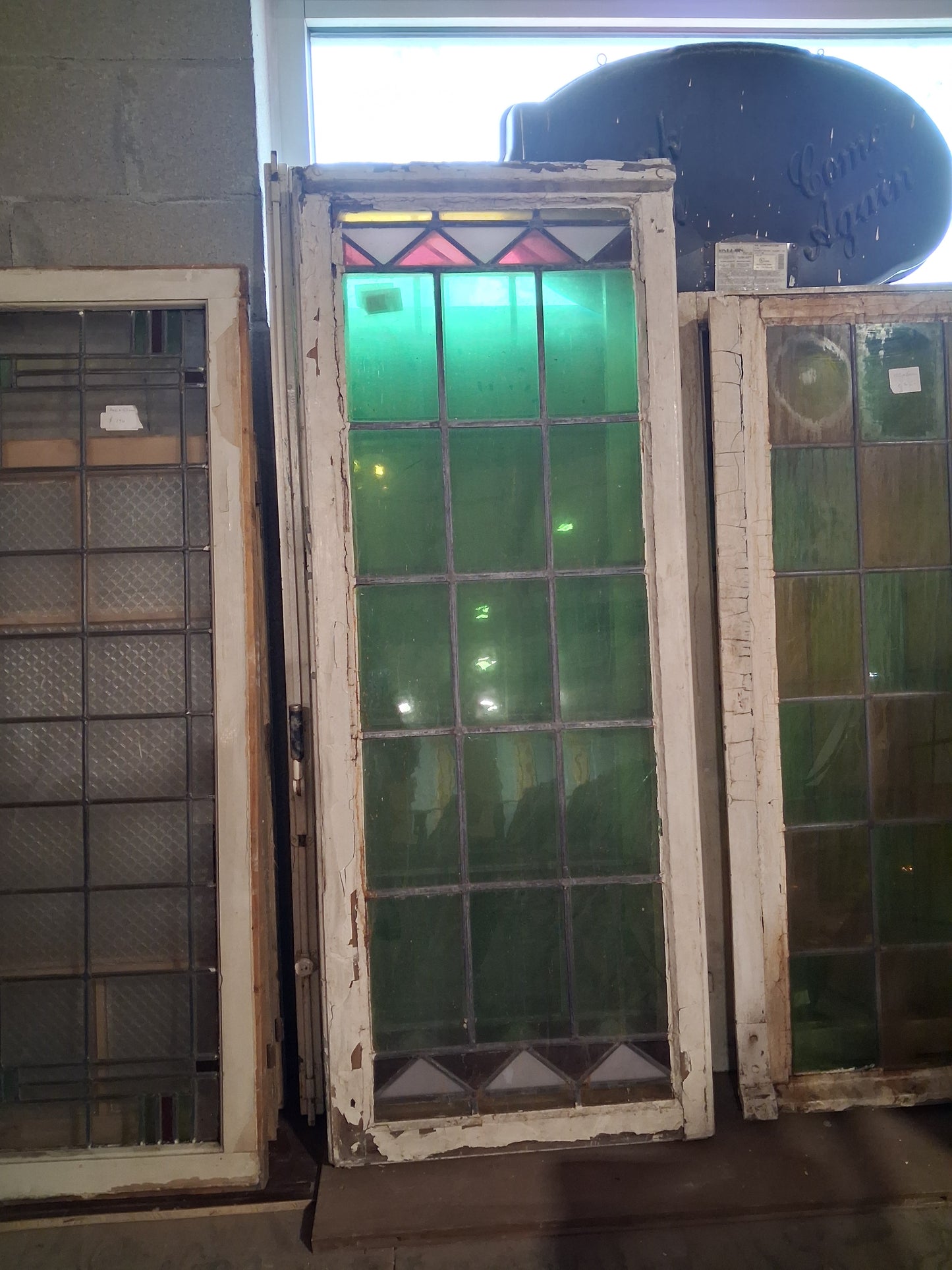 Set of 3 Early 20th Century Leaded Glass Casement Windows