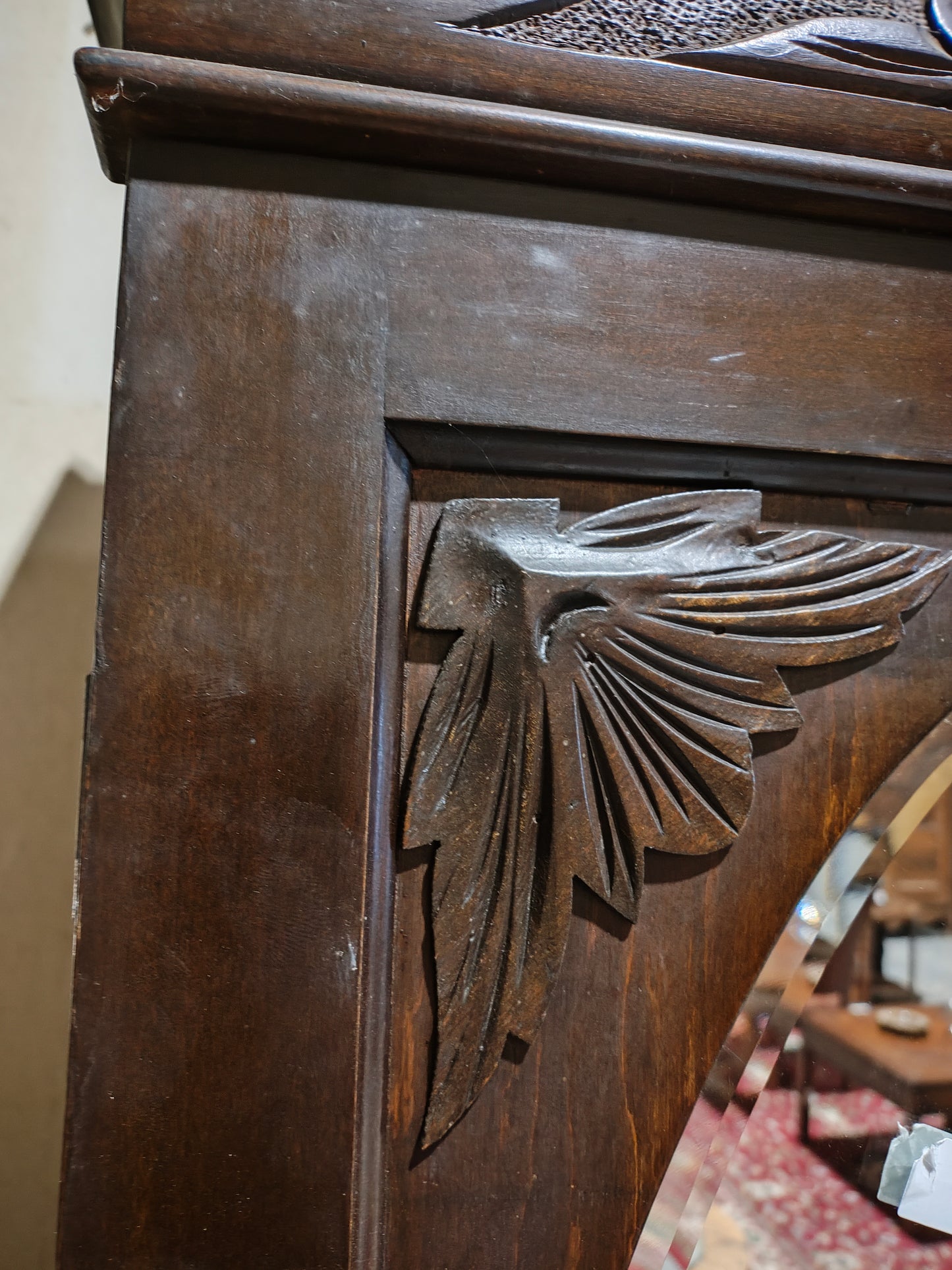 Late 1800s Victorian etched glass hutch