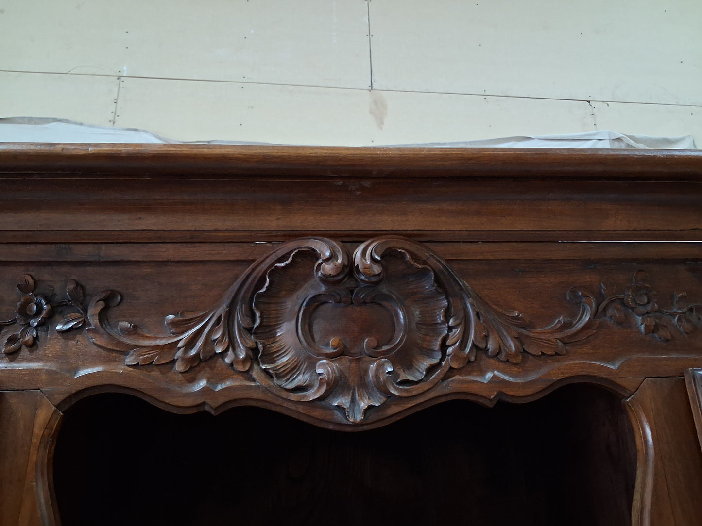 Antique French Louis XV Provincial Walnut Bookcase Cabinet, Circa 1900