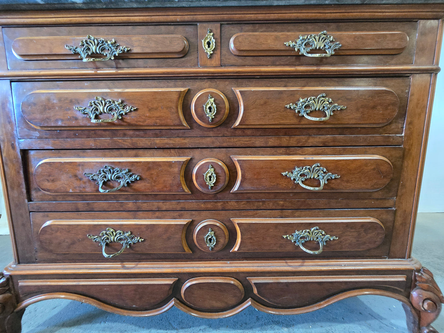 Late 1800s LXV Commode with Black Marble