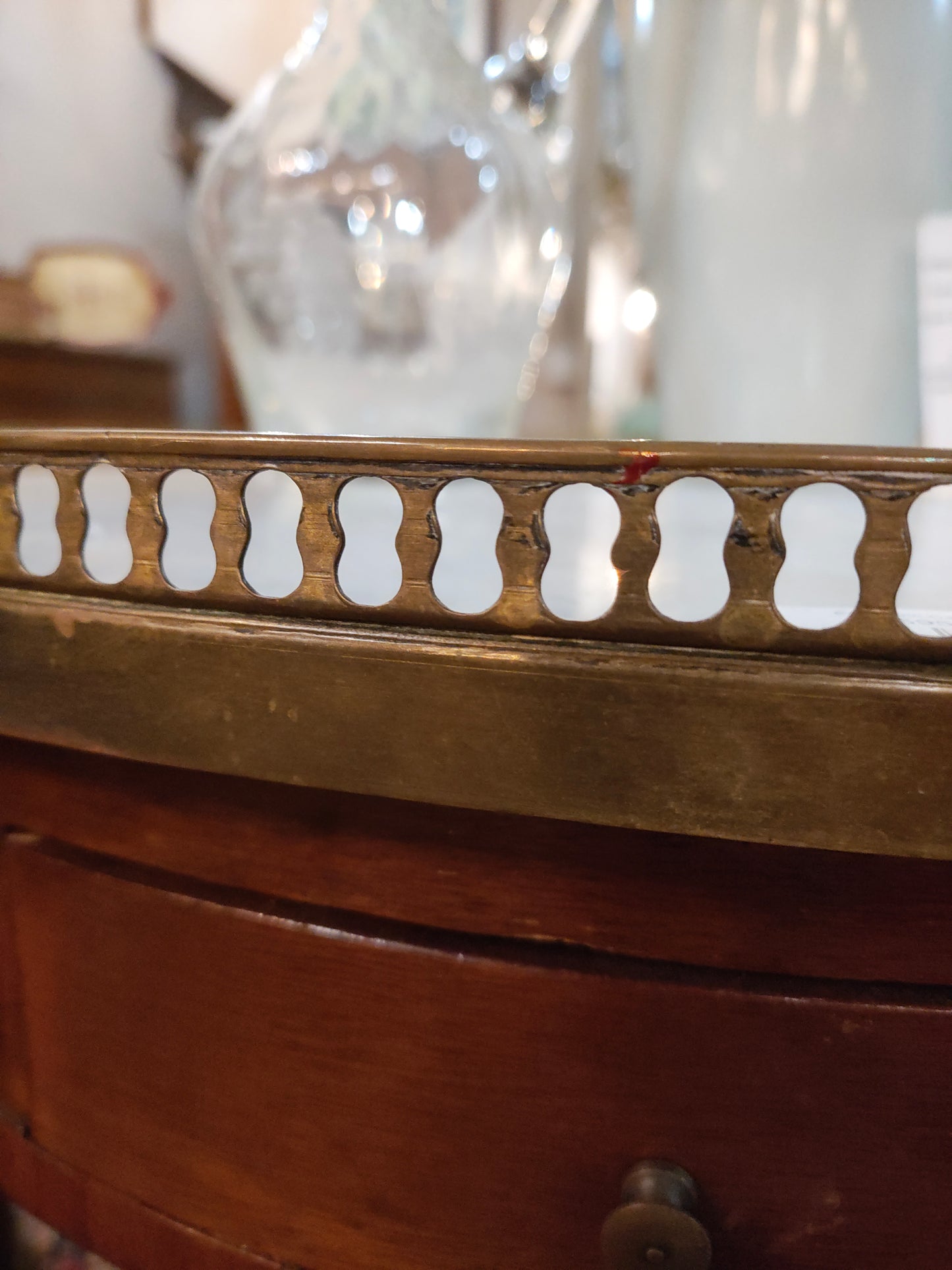 Early 20th-Century French Marble-Top Side Table with Brass Gallery