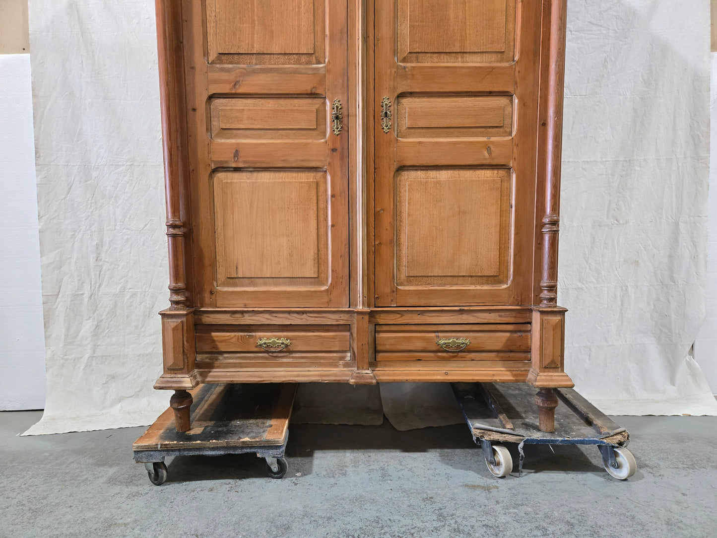 Late 1800s French Revival Pine Armoire