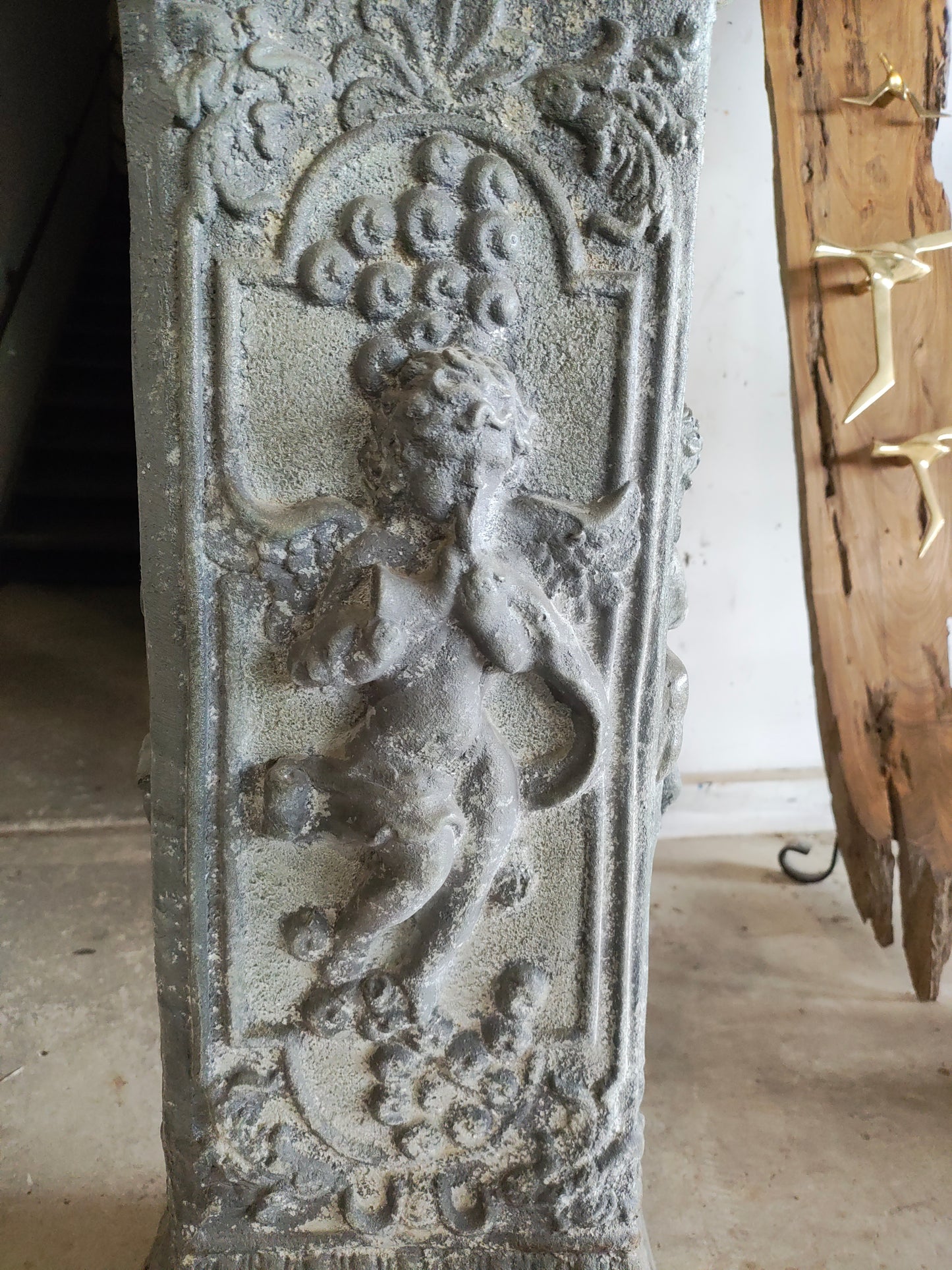 Neoclassical Style Cherub Pedestal with Ionic Capital – Painted Plaster