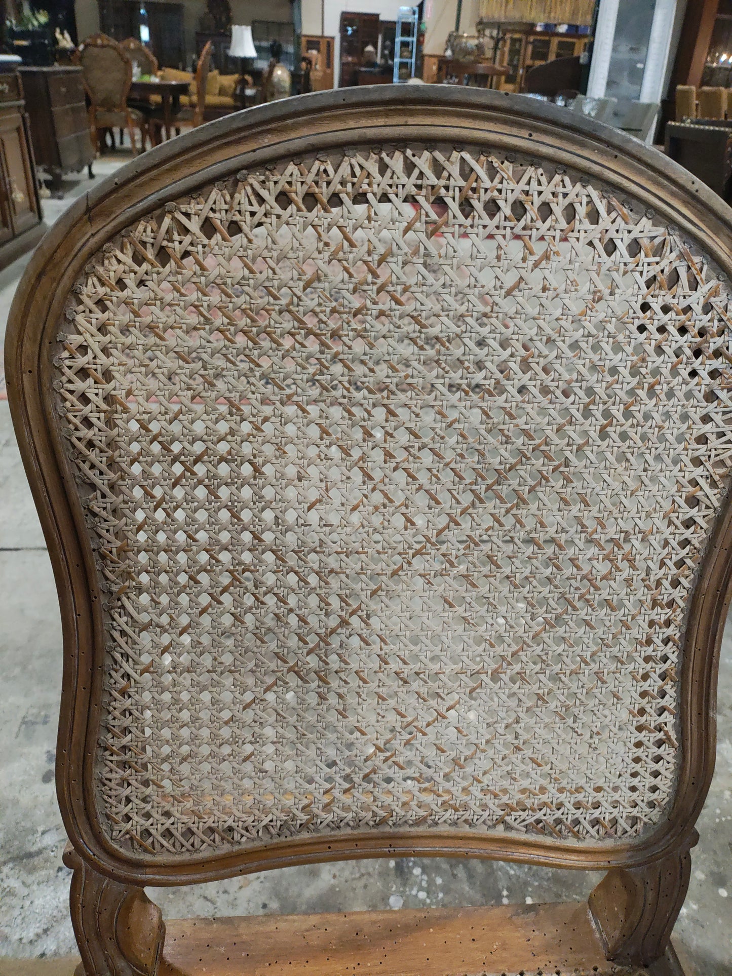 Vintage Set of 8 French Louis XV Cane Dining Chairs