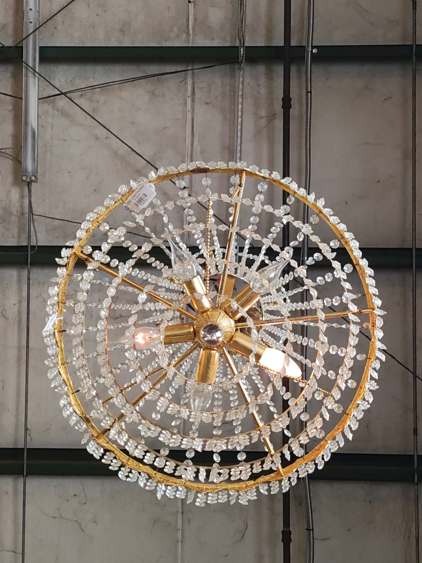 French Empire Style Crystal Basket Chandelier