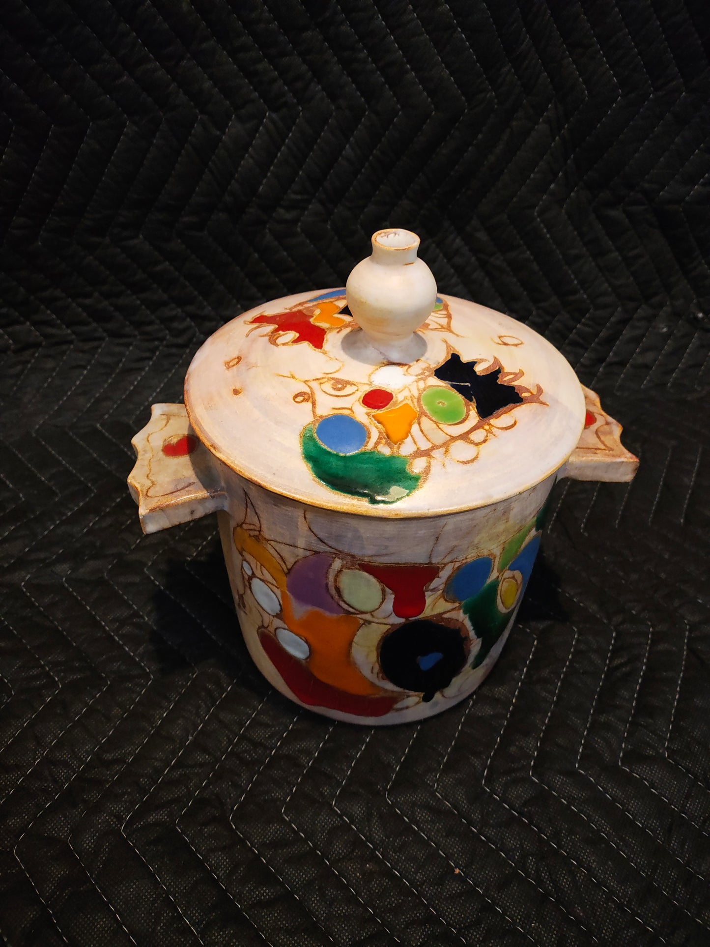 Early 20th Century French Vallauris Art Deco Lidded Ceramic Vessel