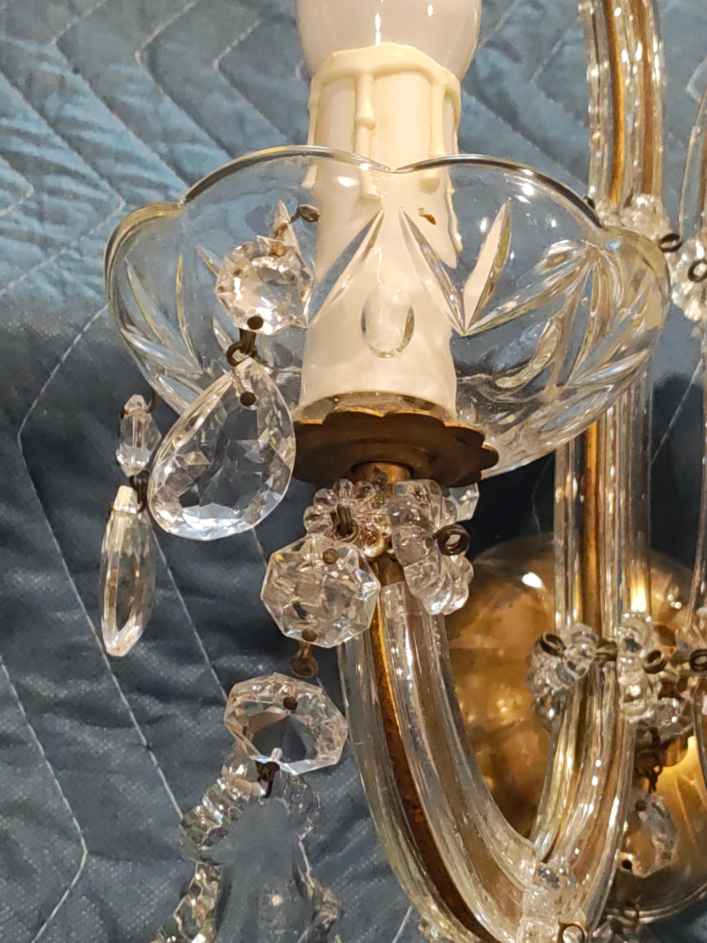 Pair of French Rococo Revival Crystal Wall Sconces, c. 1900