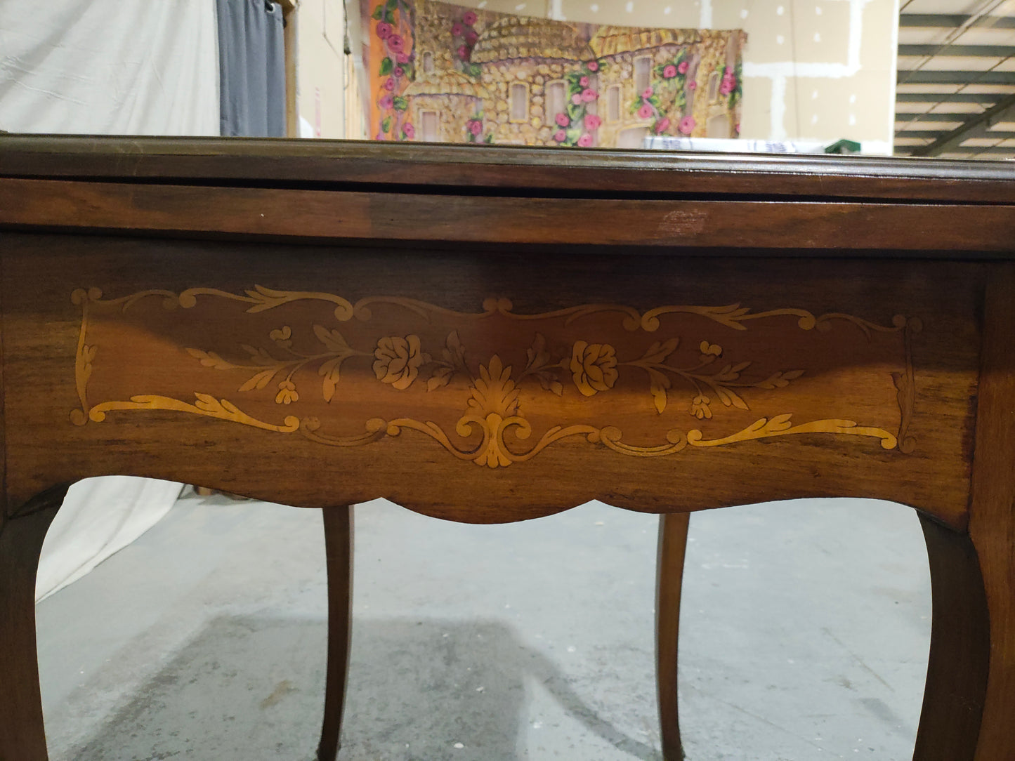 French Louis XV Style Marquetry Convertible Game Table with Chess & Backgammon