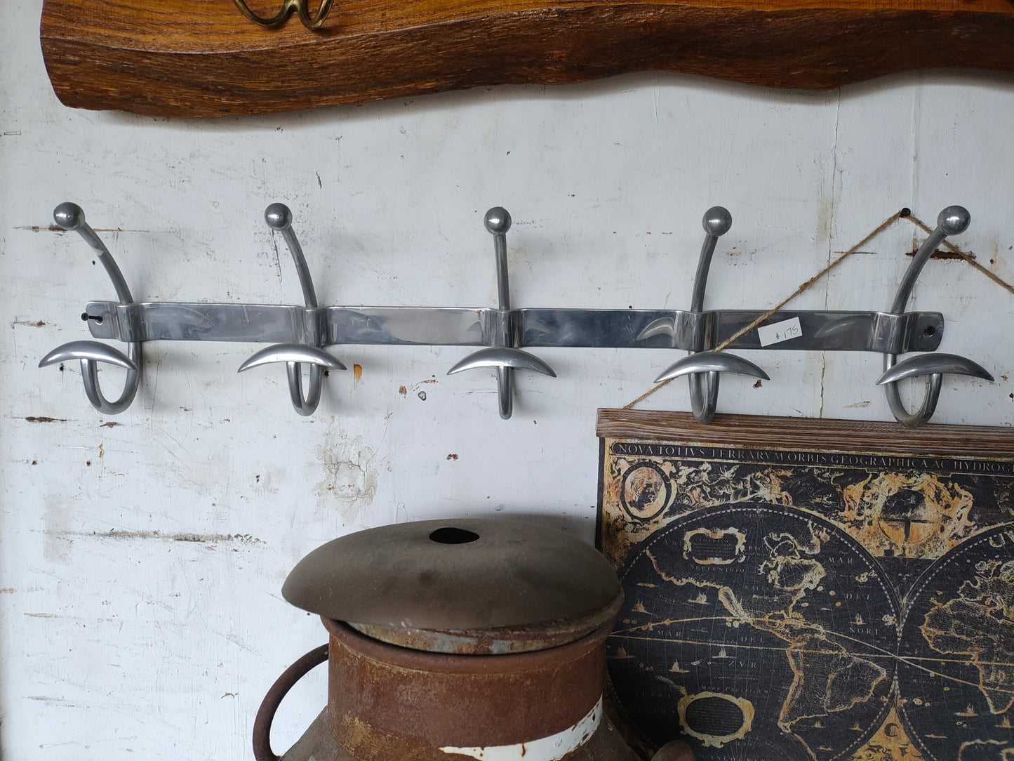 Mid-Century Aluminum Wall Coat Rack