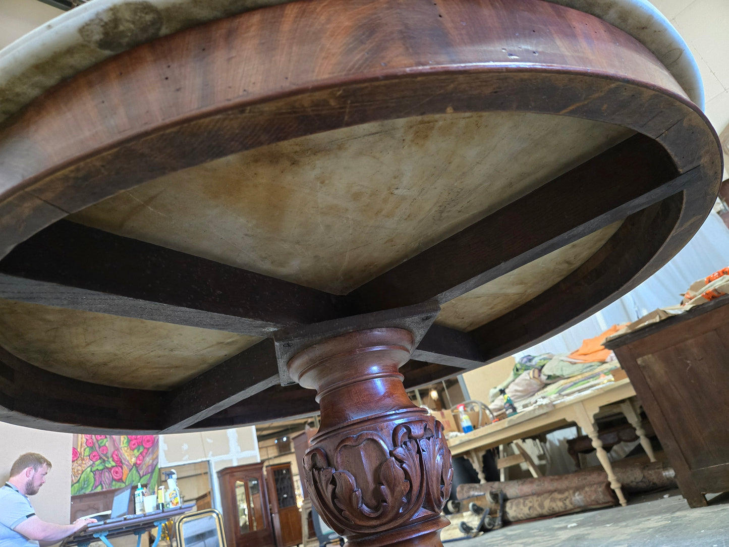 Late 1800s Louis XV Marble Top Table