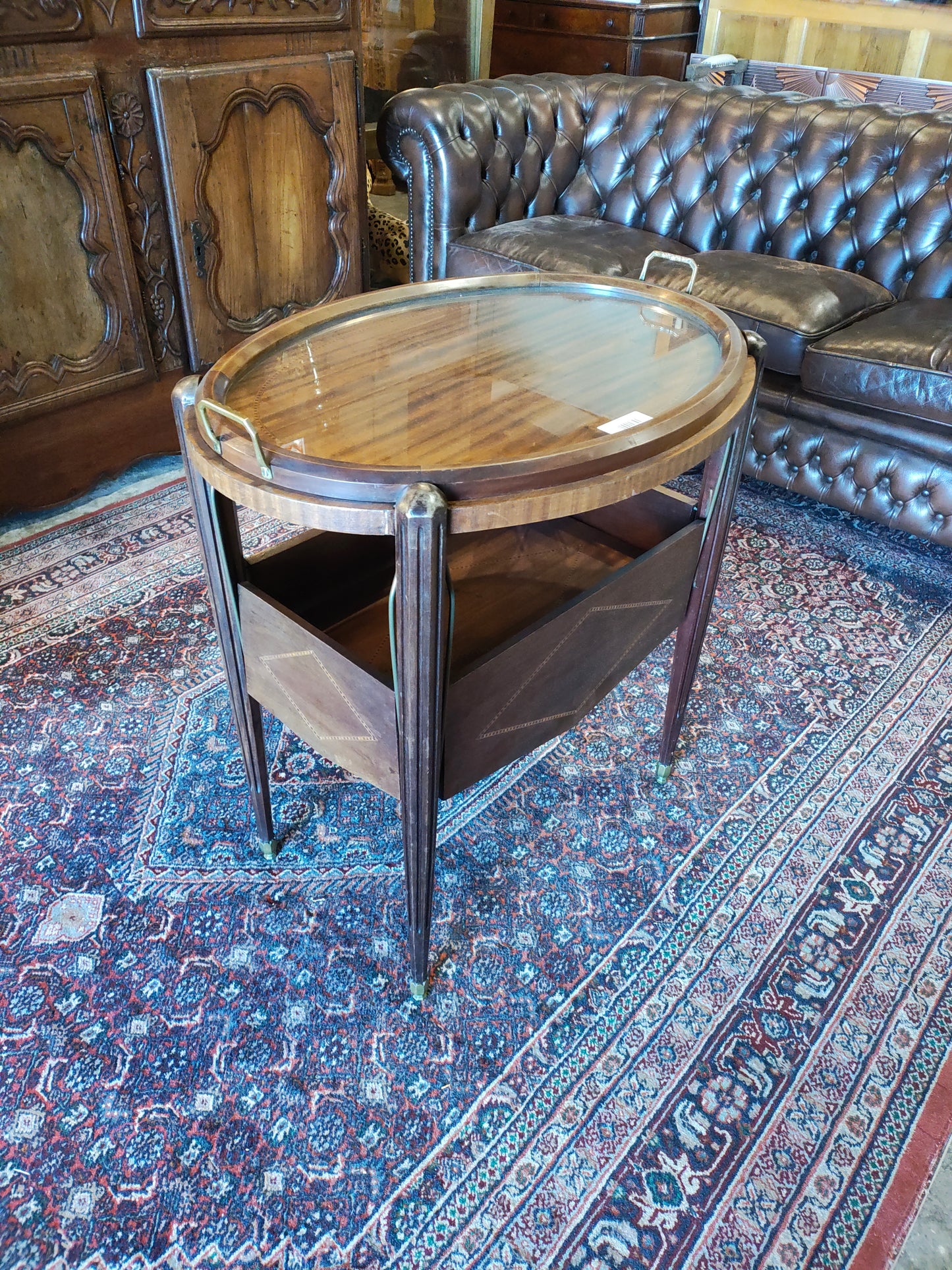 French Art Deco Walnut Tray Table